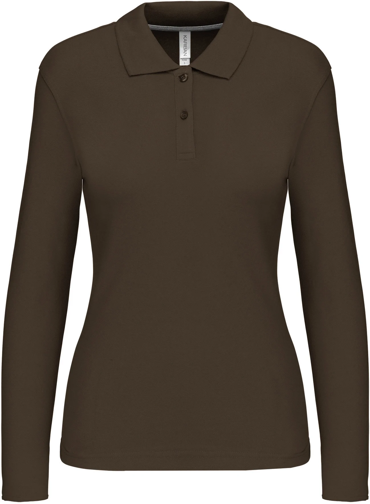 kariban-K244-damen-pique-polo-langarm-darkkhaki-front-3 Kariban Damen Piqué Polo langarm