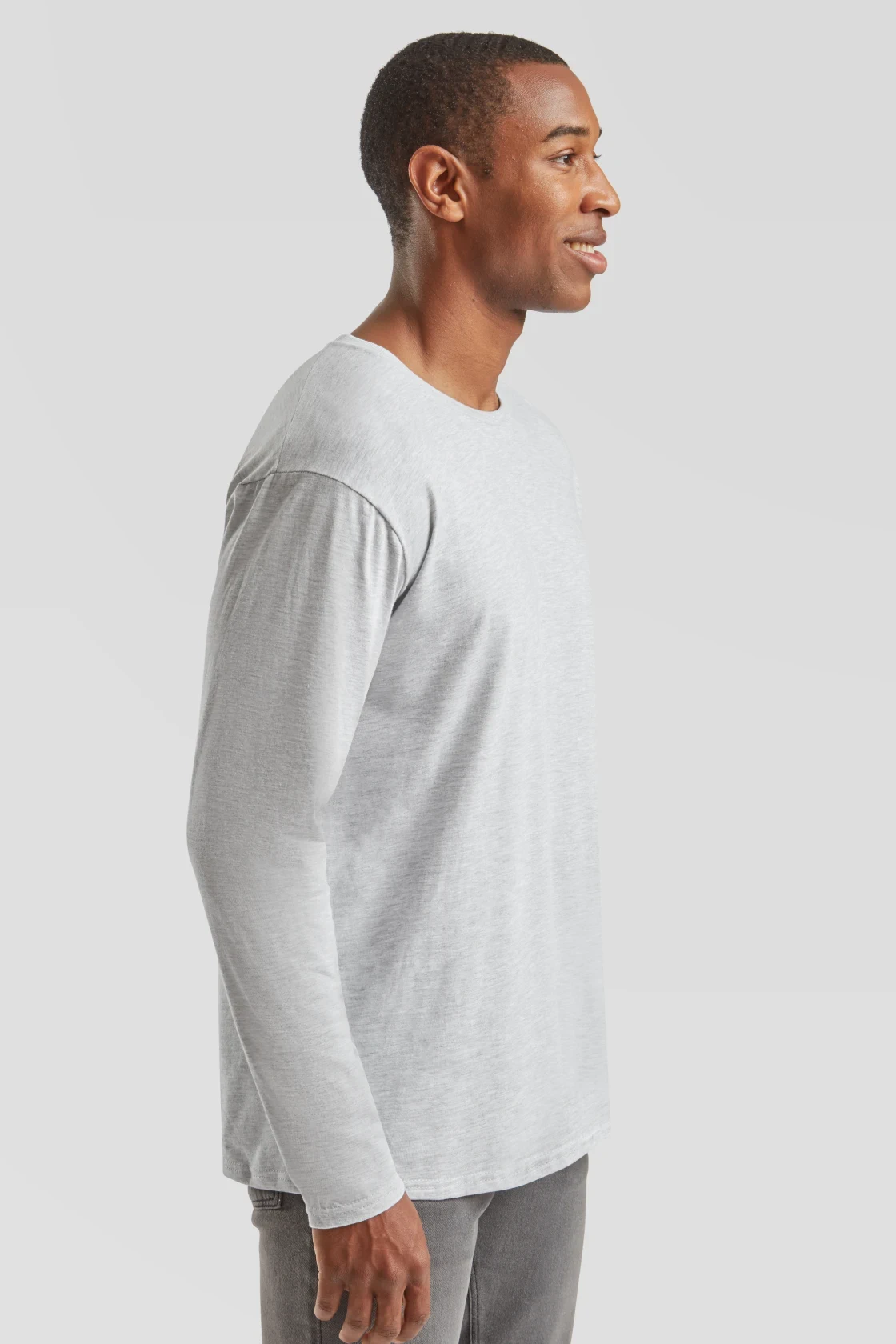 fruit-of-the-loom-61-446-0-iconic-150-long-sleeve-t-shirt-heathergrey-model-1 F.O.L. Iconic 150 Classic Long Sleeve T