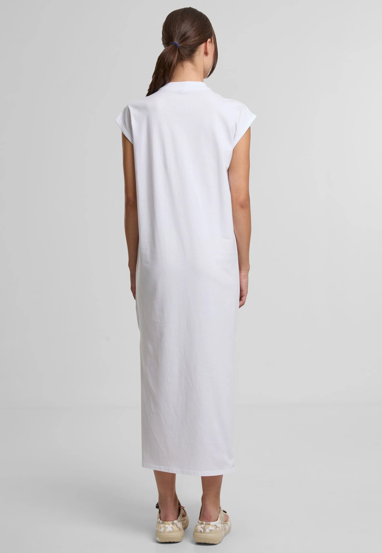 Build Your Brand Ladies Long Extended Shoulder Dress