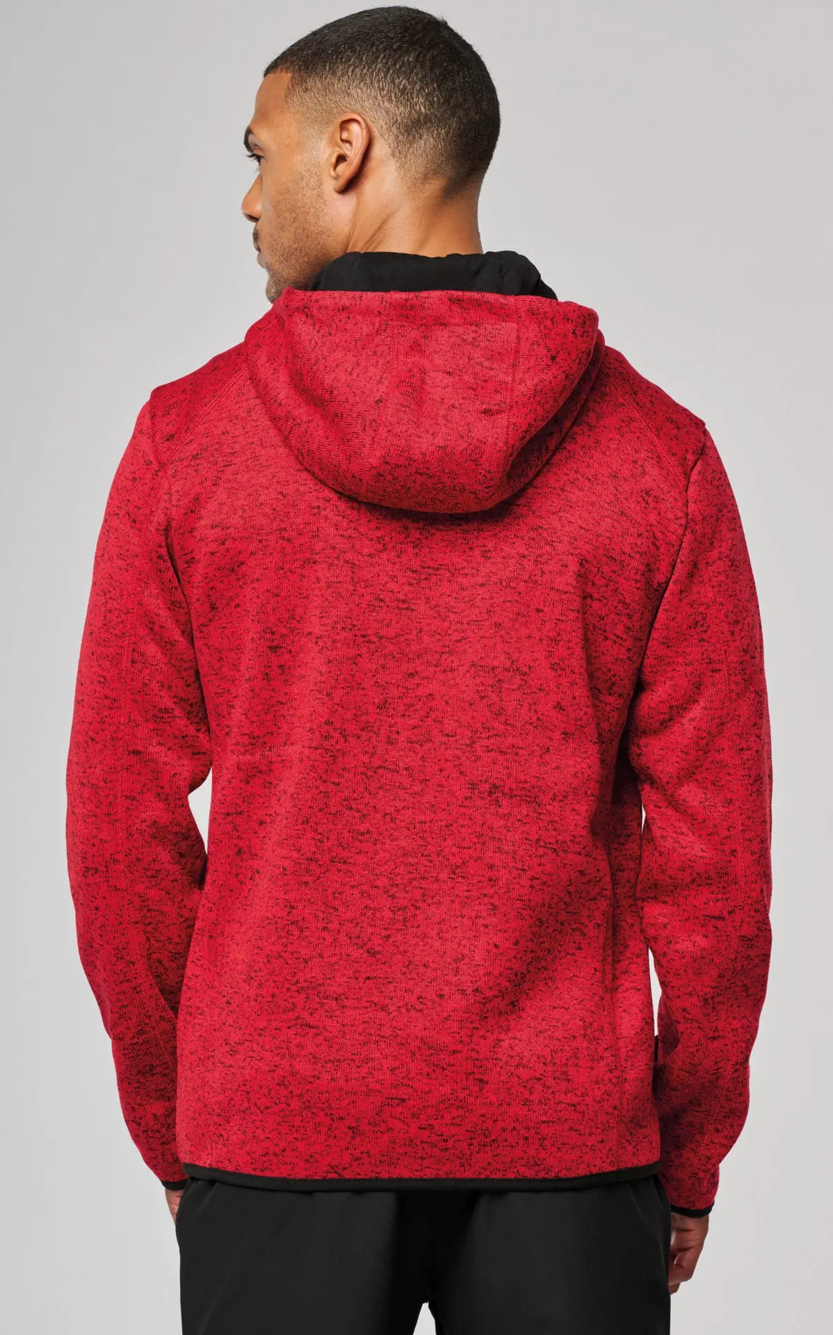 kariban-PA365-herren-melange-kapuzen-strickfleece-jacke-model-2 Kariban Herren Melange Kapuzen Strickfleece Jacke