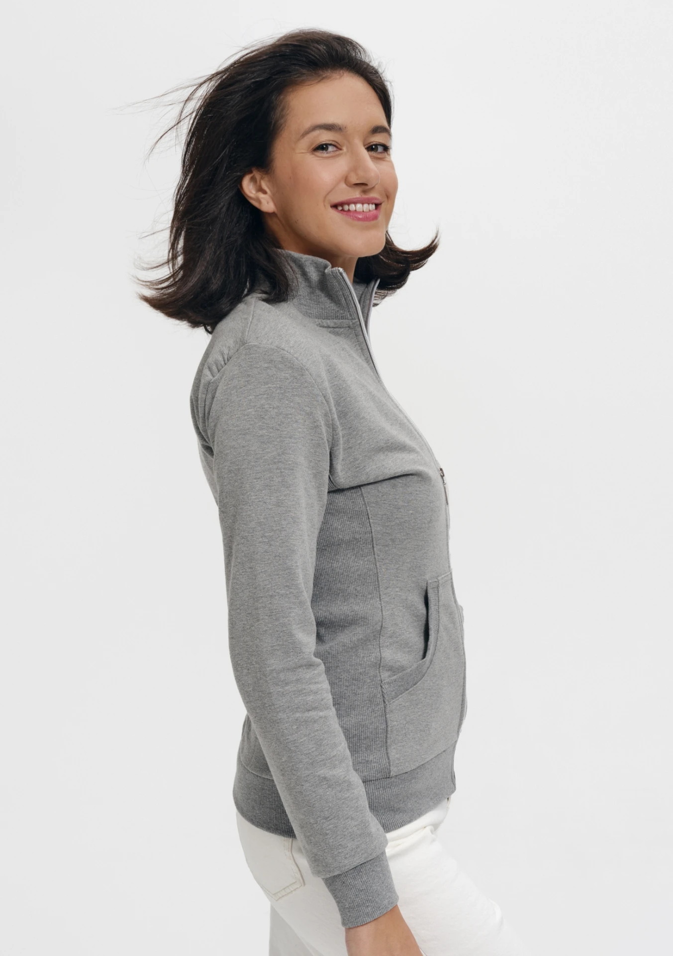 malfini-409-viva-sweatshirt-damen-dunkelgrau-meliert-model-1 MALFINI Sweatshirt Damen Viva 409