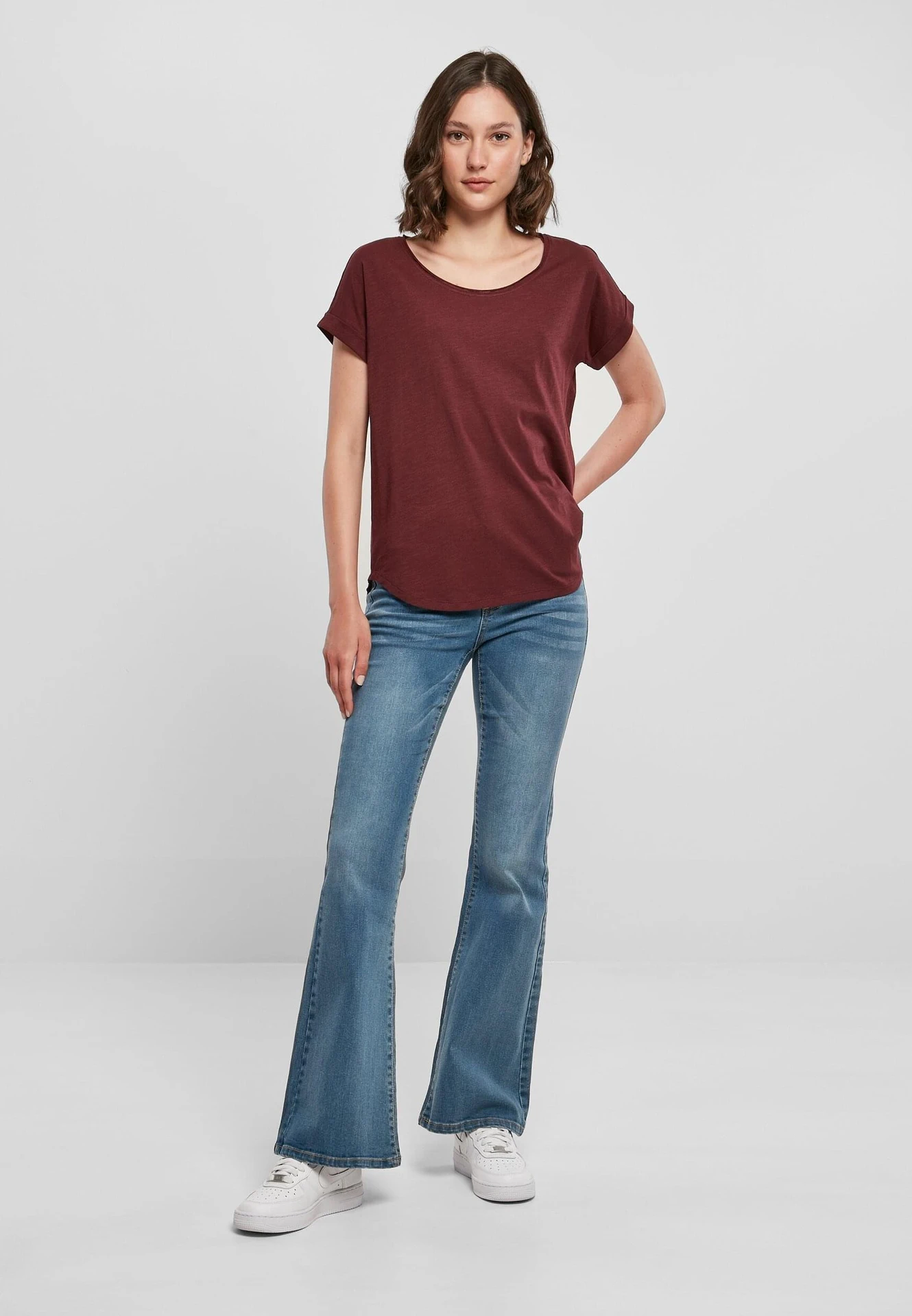 Build Your Brand Ladies Long Slub Tee