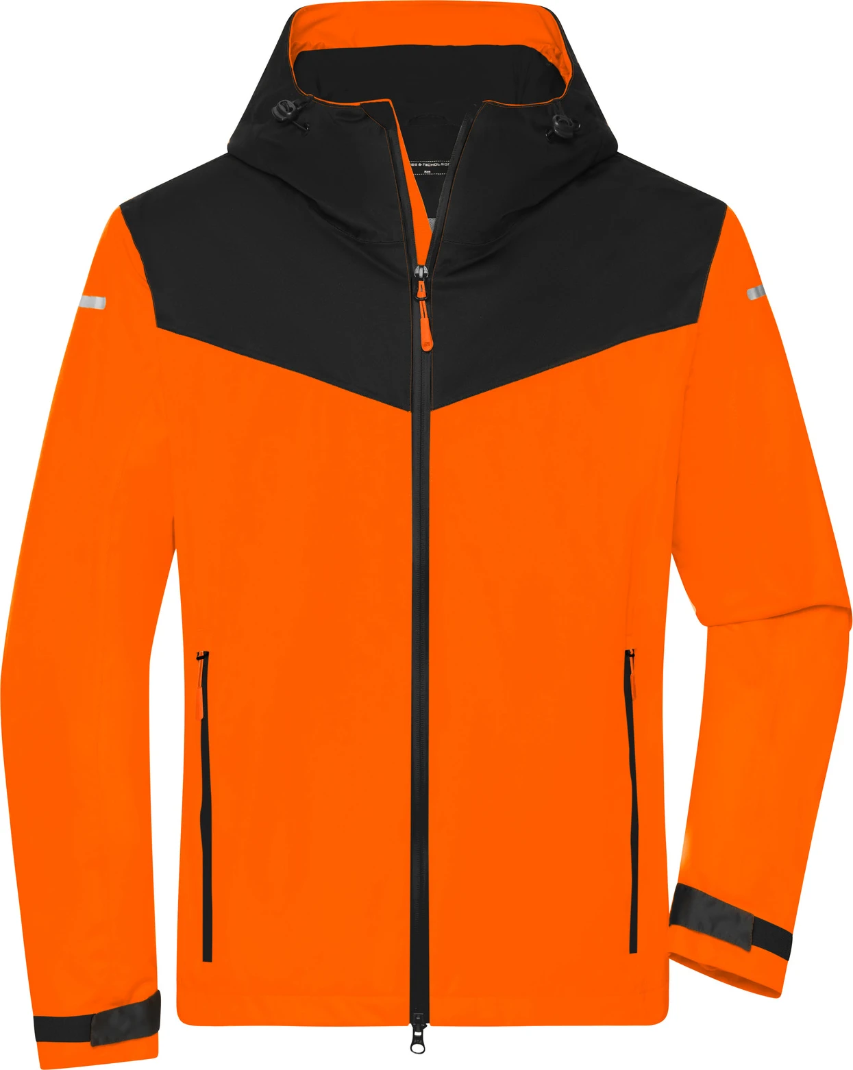 jn1180-mens-allweather-jacket-neonorange-black-front-3 James & Nicholson Men´s Allweather Jacket