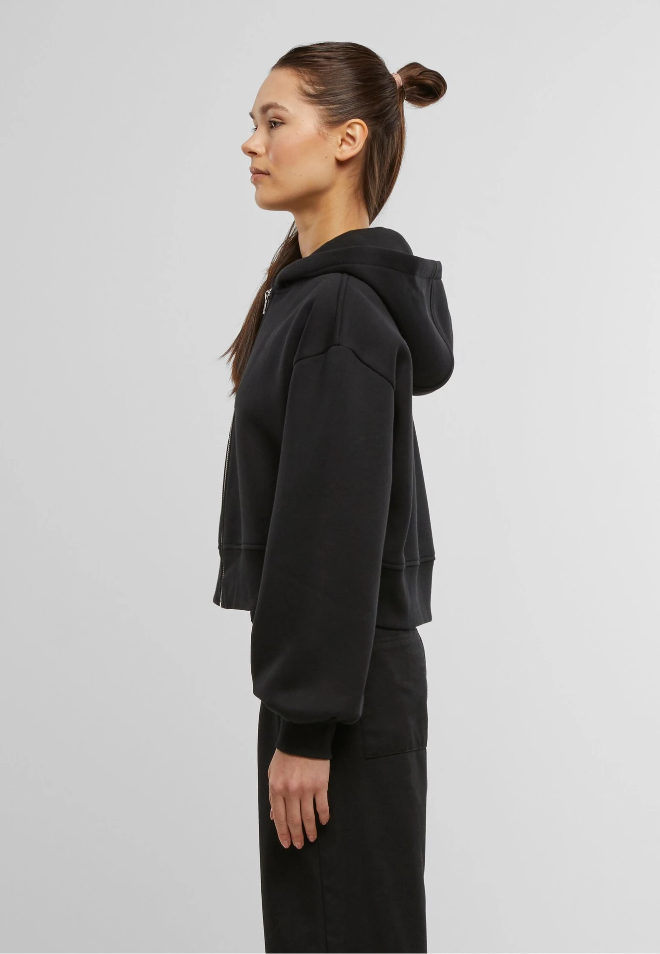 Build Your Brand Ladies Short Oversized Zip Jacket
