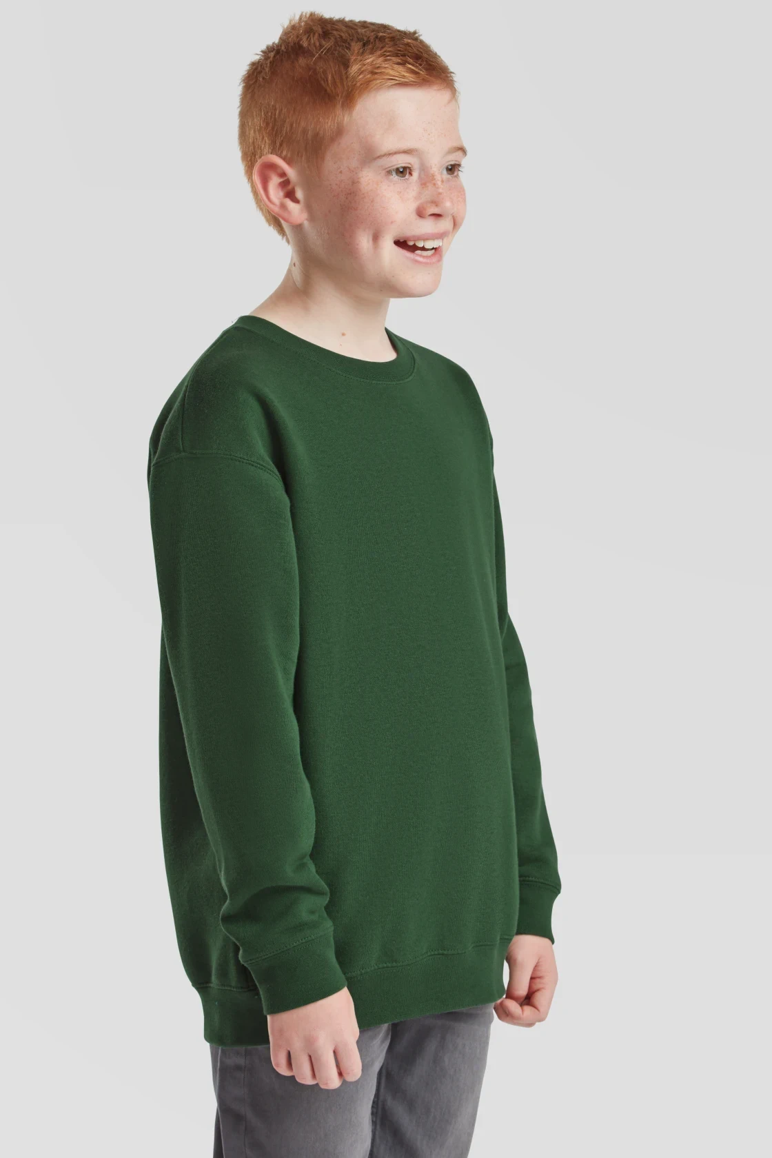 fruit-of-the-loom-62-031-0-kids-premium-set-in-sweatshirt-bottlegreen-model-1 F.O.L. Premium Set-In Sweat Kids