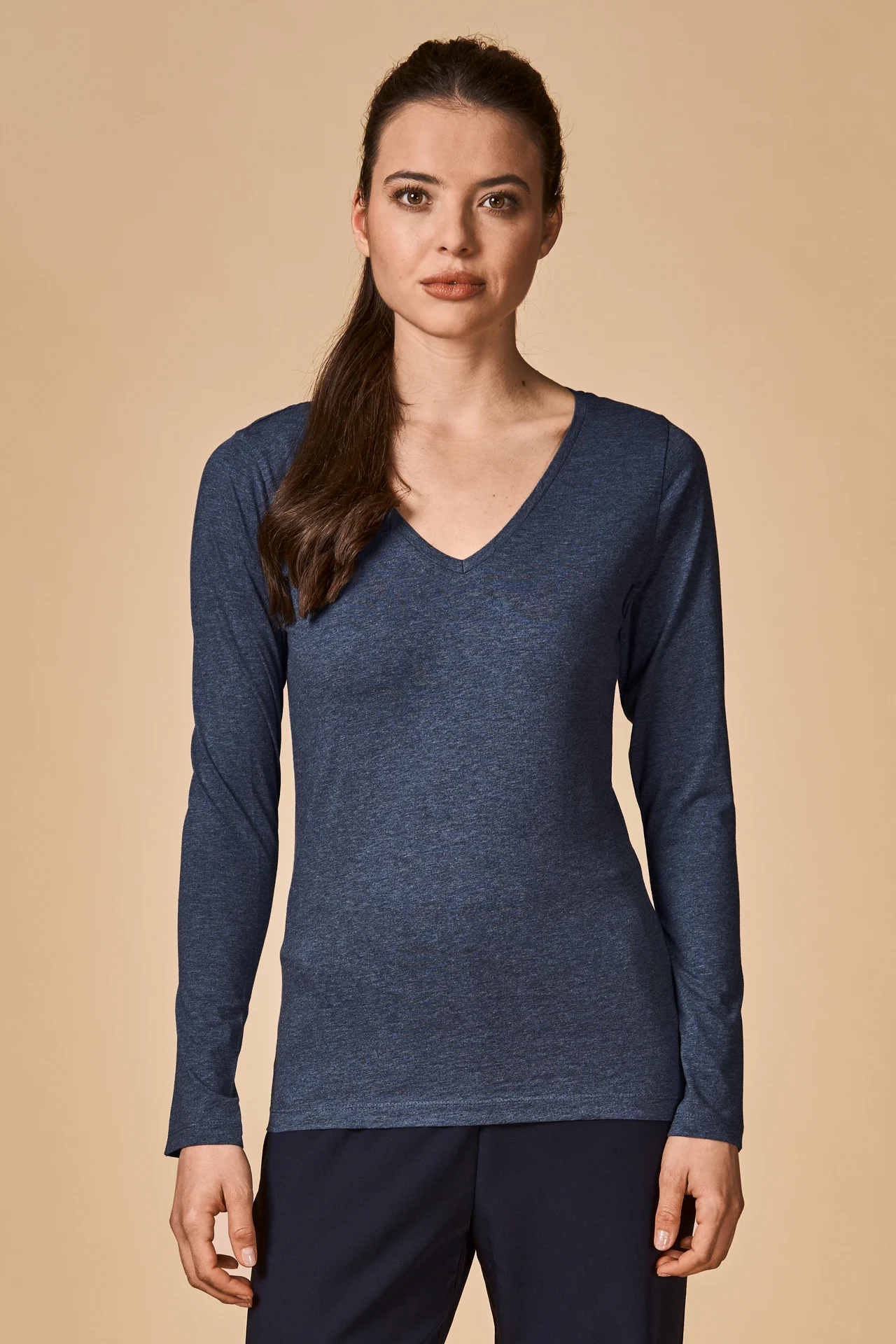Promodoro Women´s V-Neck T-Shirt Long Sleeve