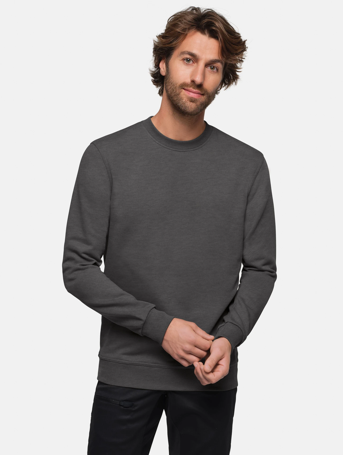 hakro-475-sweatshirt-mikralinar-anthrazitmeliert-model-0 HAKRO Sweatshirt 475 Mikralinar®