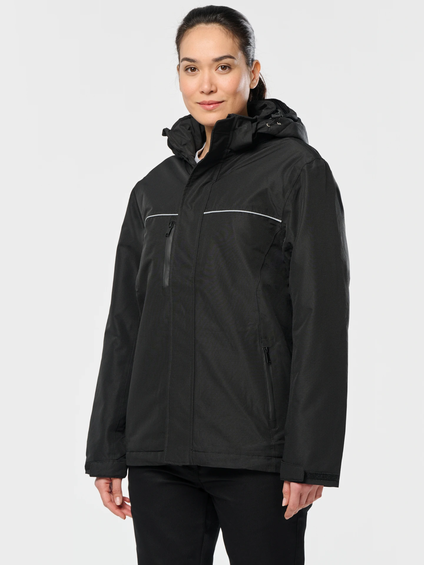 kariban-WK650-workwear-parka-black-model-0 Kariban Unisex Workwear Performance Parka