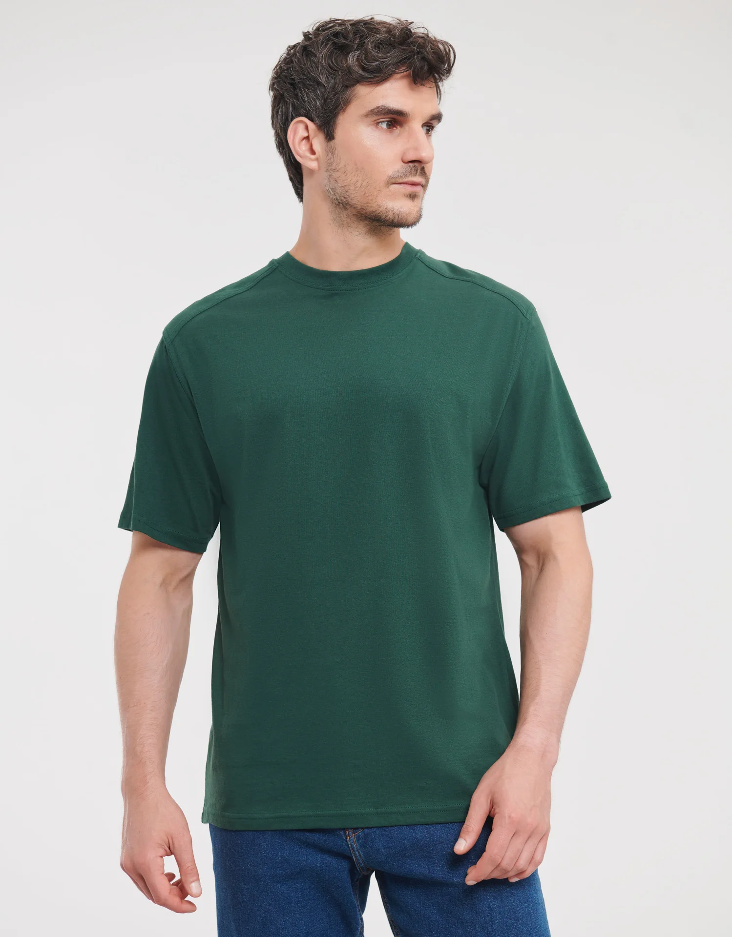 russell-r010m-adults-heavy-duty-t-shirt-bottlegreen-model-1 Russell Heavy Duty Workwear T-Shirt