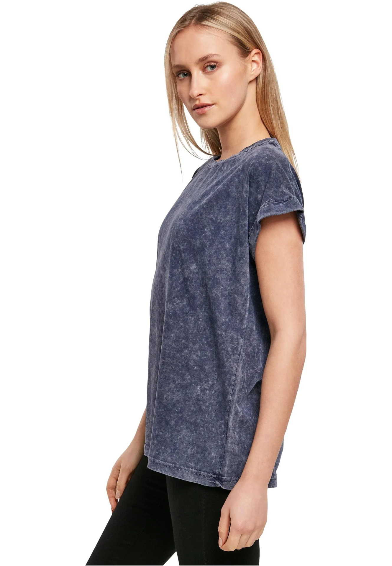 Build Your Brand Ladies Acid Washed Extended Shoulder Tee