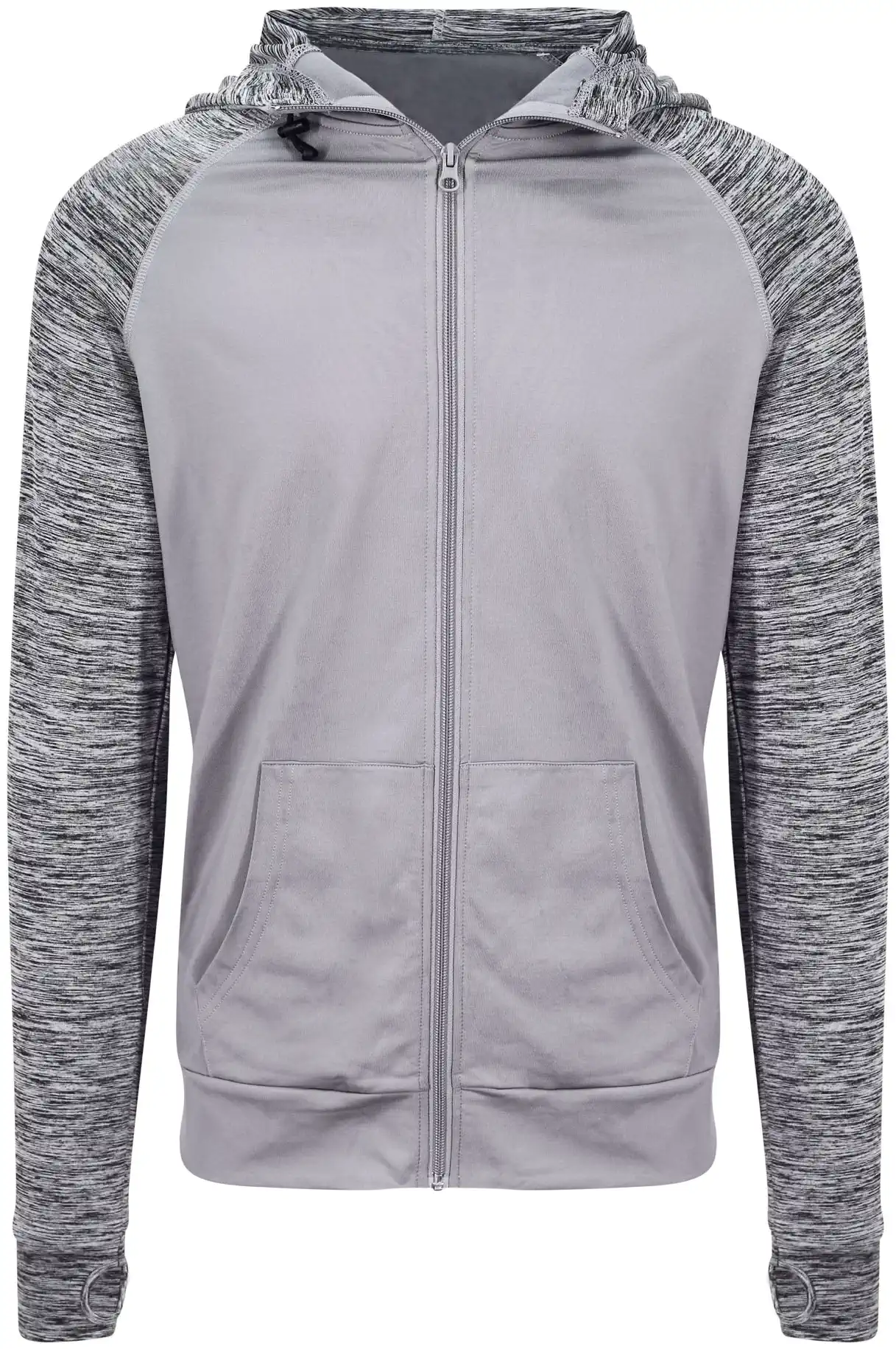 justcool-jc057-mens-cool-contrast-zoodie-grey-greymelange-front-1 Just Cool Men's Cool Contrast Zoodie