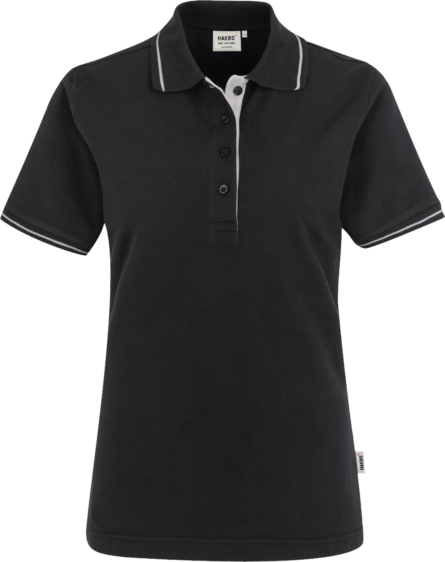 hakro-203-damen-poloshirt-casual-schwarz-silber-front-1 HAKRO Women-Poloshirt 203 Casual