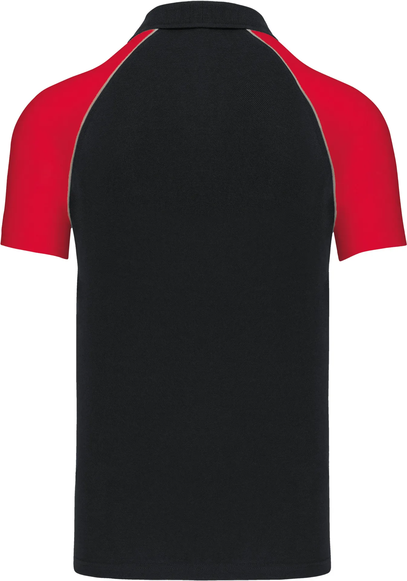 kariban-K226-baseball-pique-polo-black-lightgrey-red-back-6 Kariban Baseball Piqué Polo Shirt