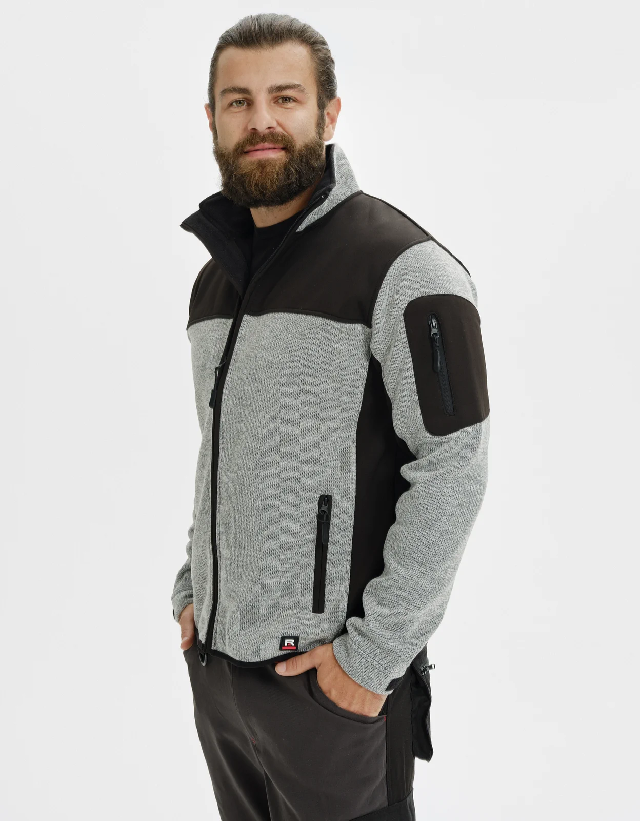 rimeck-550-softshelljacke-casual-knithellgrau-model-1 RIMECK Softshelljacke Casual 550