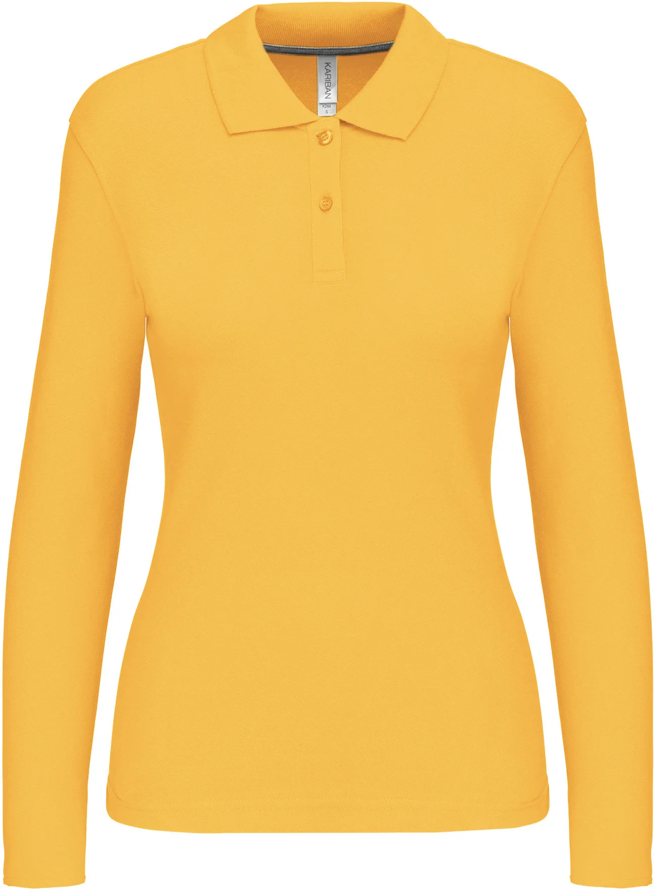 kariban-K244-damen-pique-polo-langarm-yellow-front-3 Kariban Damen Piqué Polo langarm