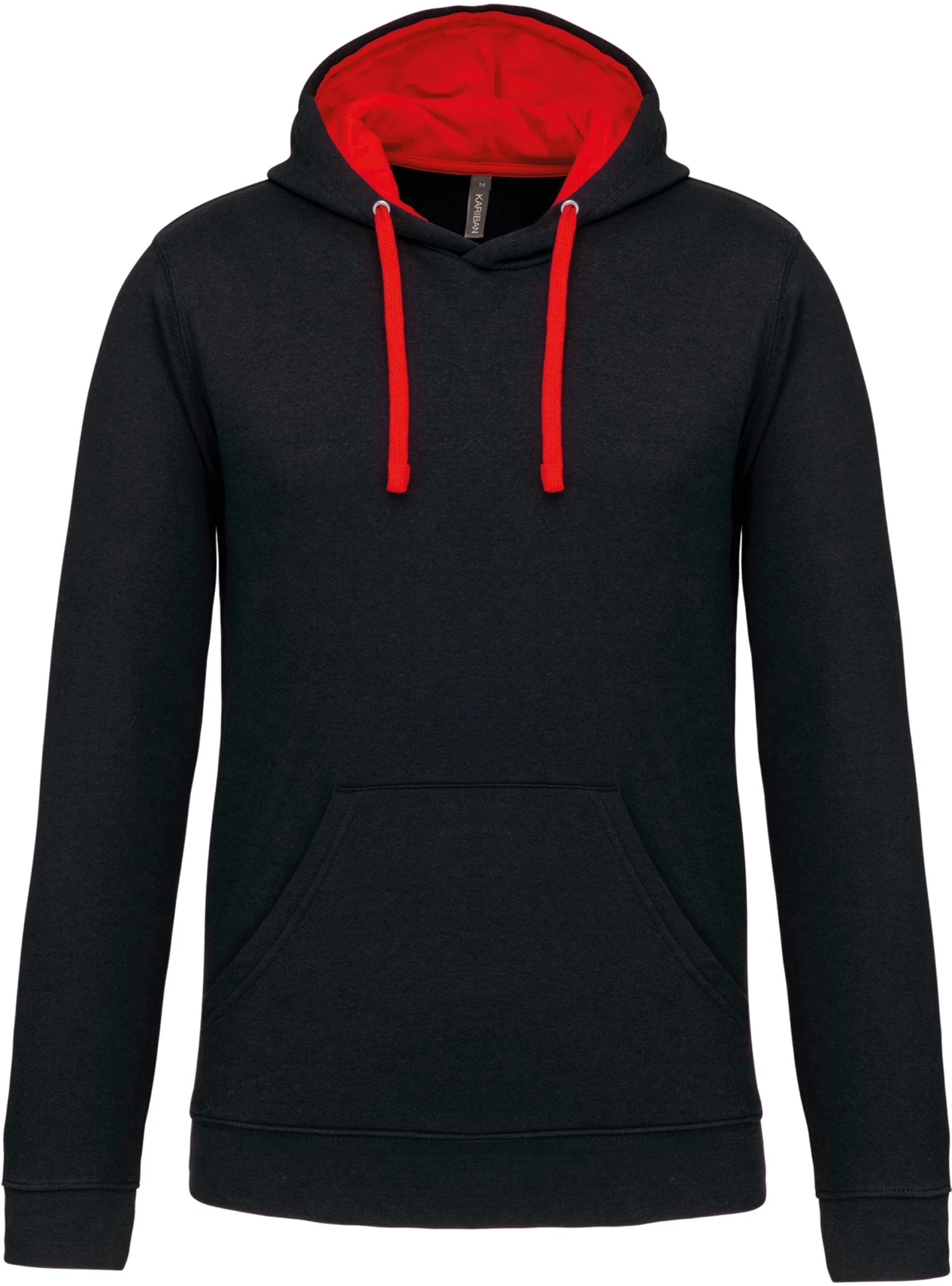 kariban-K446-kontrast-kapuzen-sweater-black-red-front-3 Kariban Kontrast Kapuzen Sweater