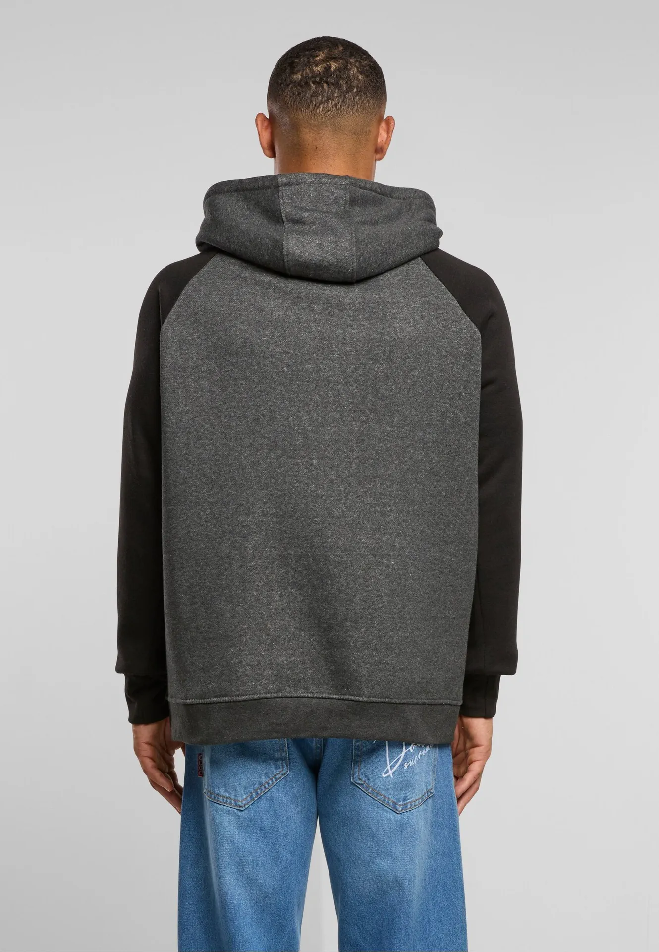 BYB-BB005-basic-raglan-hoody-charcoal-black-model-2 Build Your Brand Basic Raglan Hoody