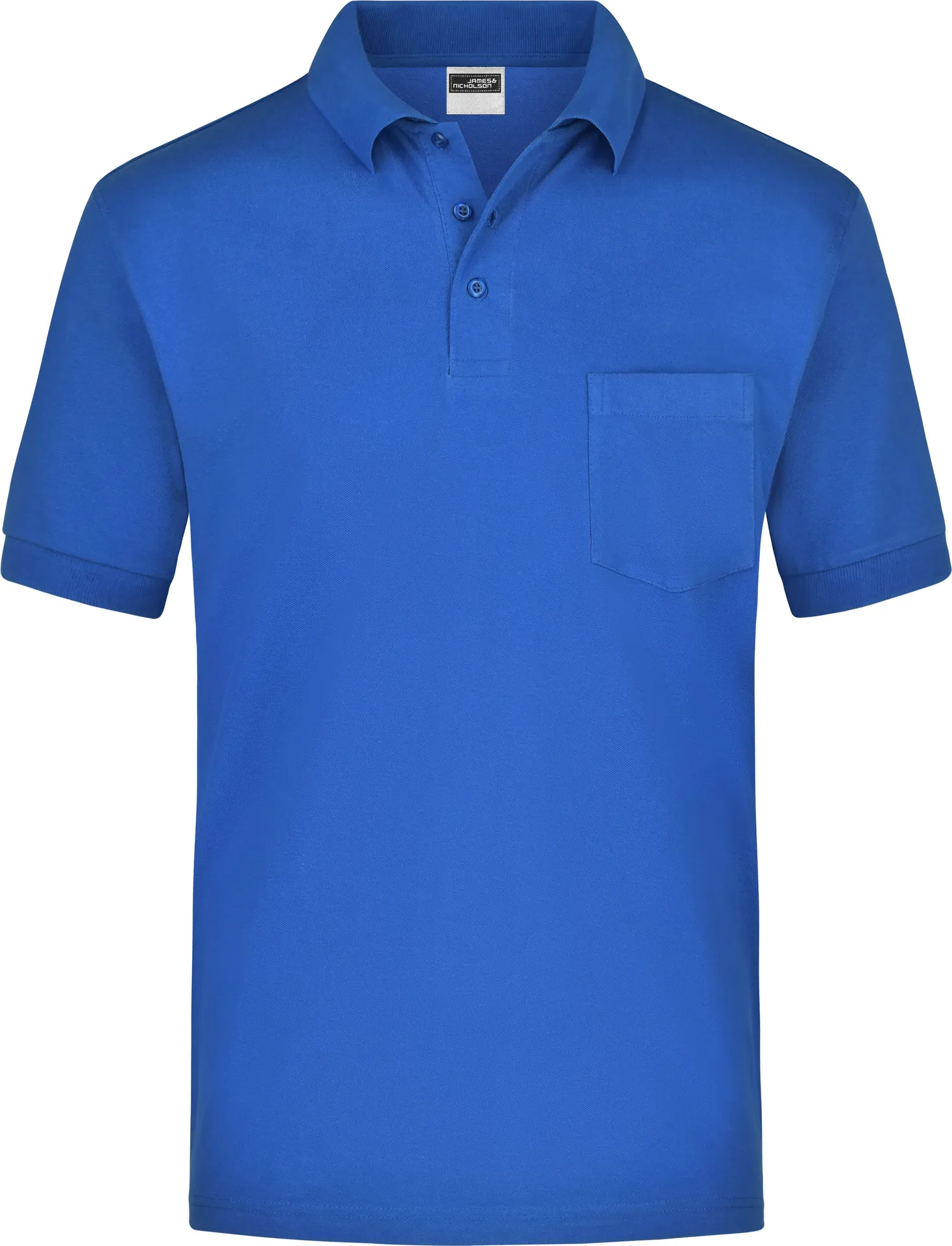 jn026-poloshirt-pique-pocket-royal-front-3 James & Nicholson Polo Piqué Pocket