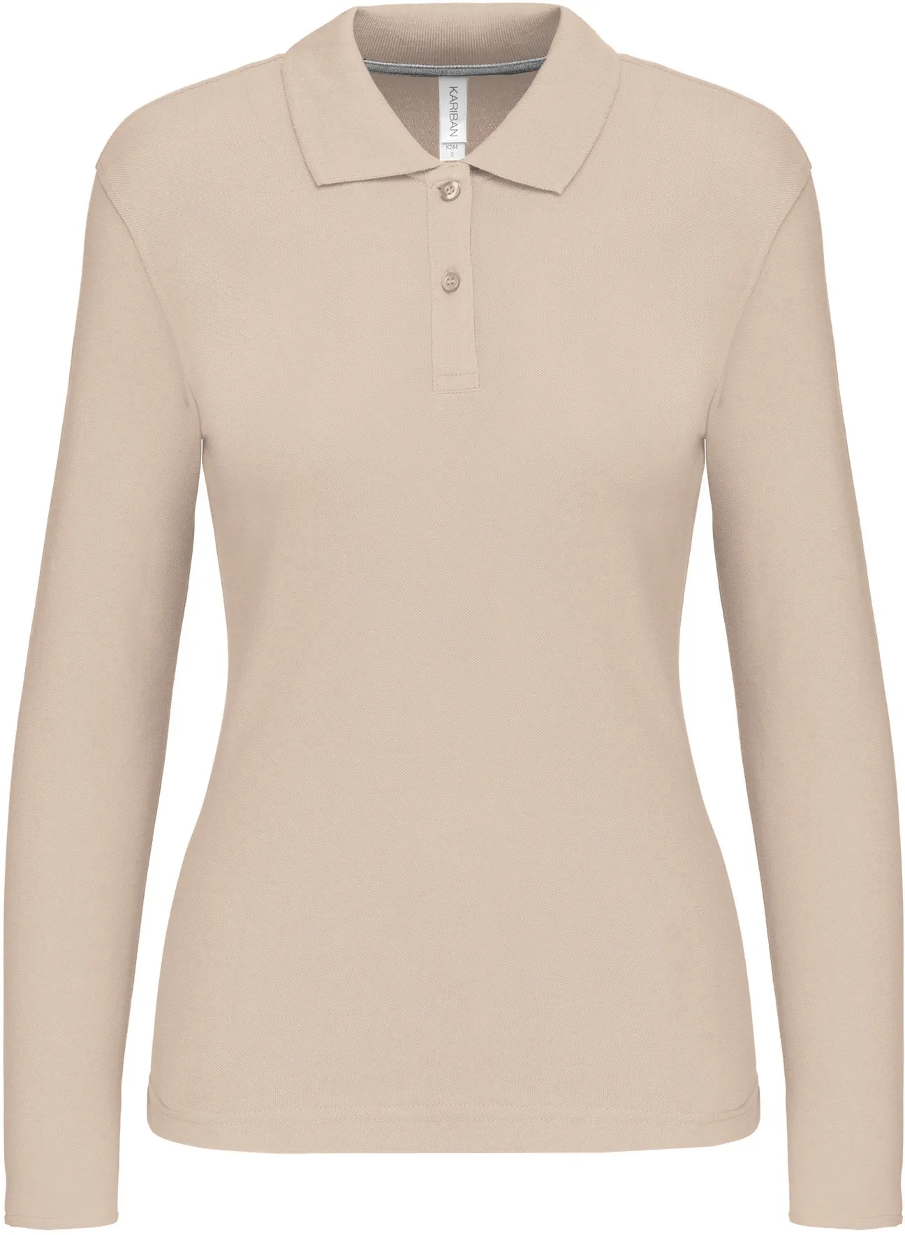 kariban-K244-damen-pique-polo-langarm-lightsand-front-3 Kariban Damen Piqué Polo langarm