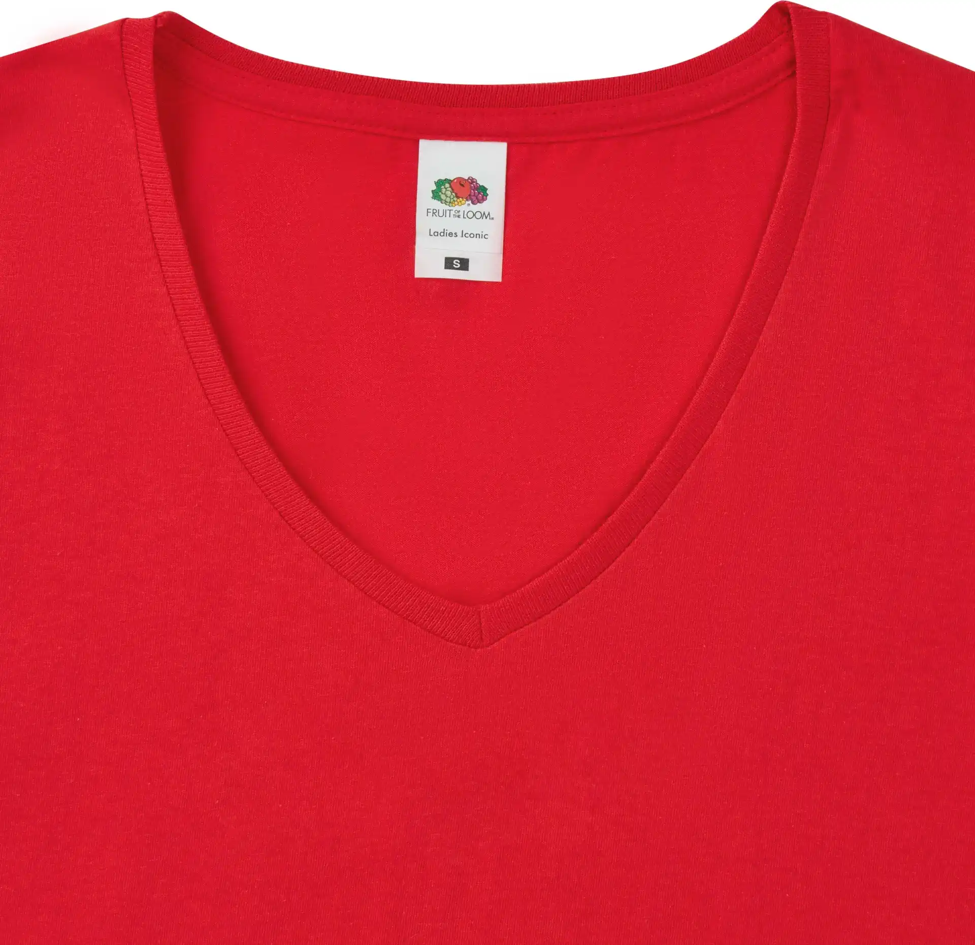 fruit-of-the-loom-61-444-0-ladies-iconic-150-v-neck-t-shirt-red-7 F.O.L. Ladies Iconic 150 V Neck T