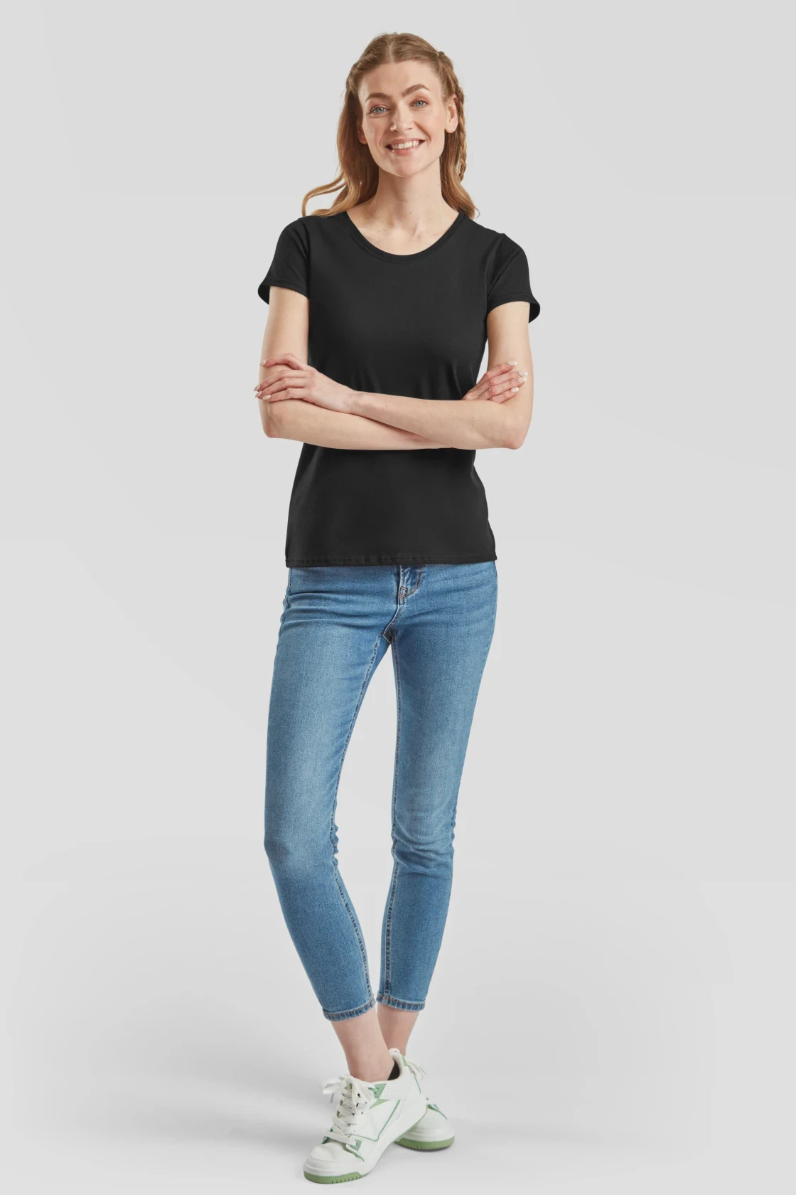 fruit-of-the-loom-61-424-0-ladies-iconic-195-t-shirt-black-model-3 F.O.L. Ringspun Premium T Lady-fit