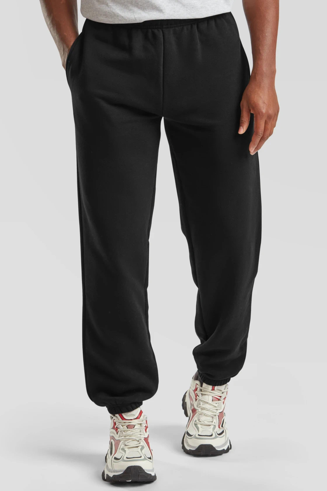 fruit-of-the-loom-64-040-0-premium-elasticated-cuff-jog-pants-black-model-0 F.O.L. Premium Elasticated Cuff Jog Pants
