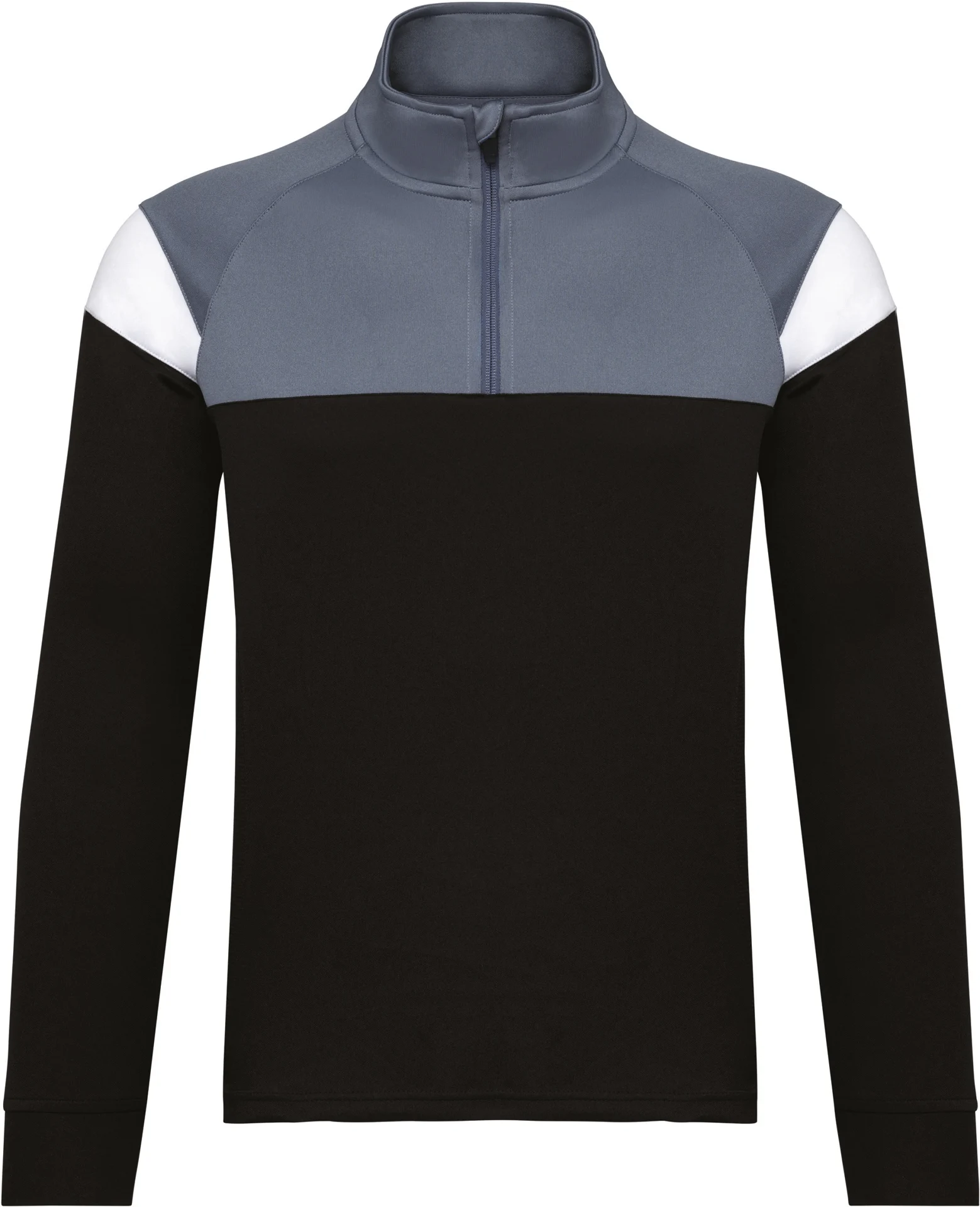 kariban-PA388-kinder-training-sweatshirt-viertel-zip-black-sportygrey-front-3 Kariban Kinder Training Sweatshirt 1/4 Zip