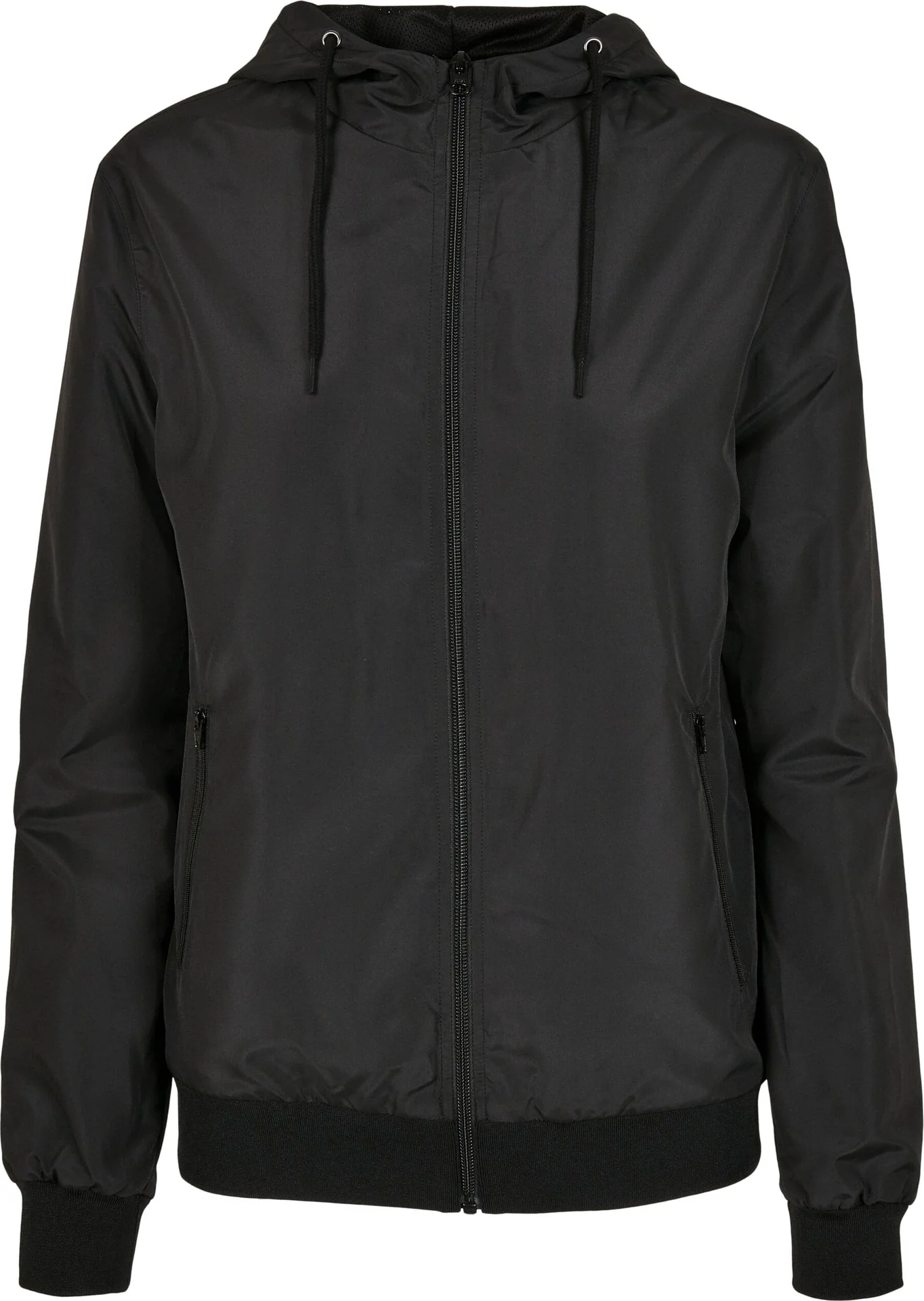 BYB-BY147-ladies-recycled-windrunner-black-black-front-4 Build Your Brand Ladies Recycled Windrunner