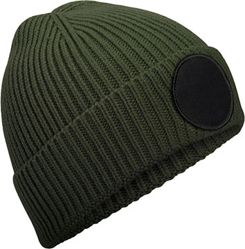 beechfield-b332r-circular-fashion-patch-beanie-olivegreen-black-front-1 Beechfield Circular Fashion Patch Beanie