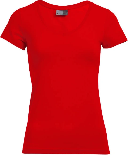 promodoro-3086-womens-slim-fit-v-neck-t-shirt-firered-front-3 Promodoro Women's Slim Fit V-Neck-T