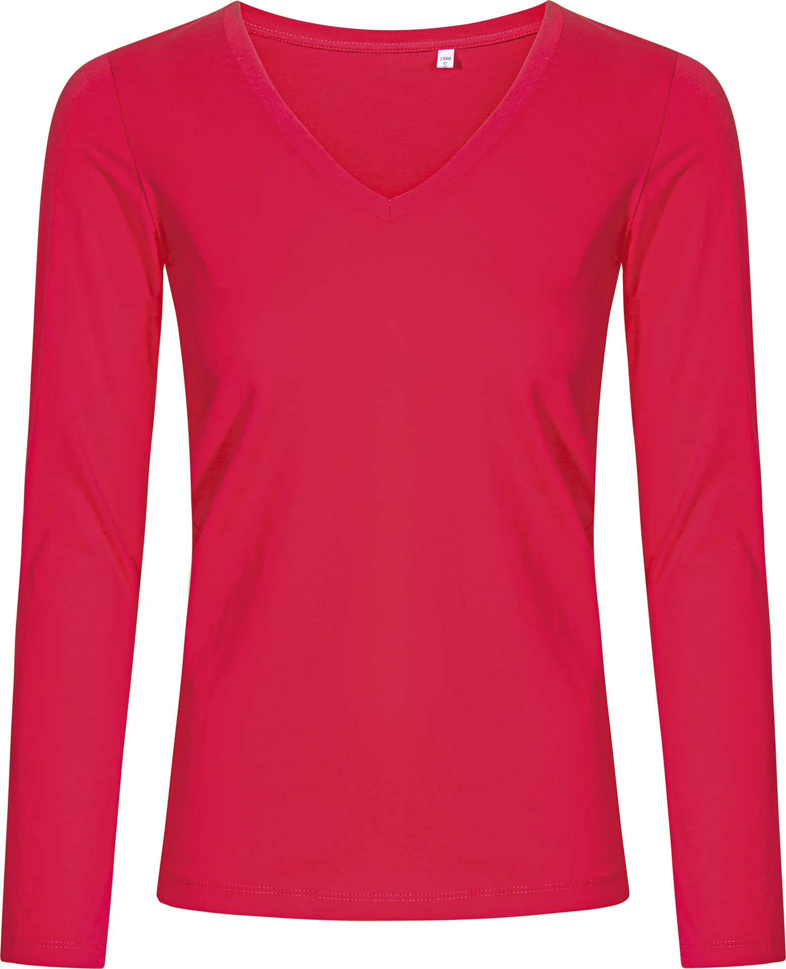 promodoro-1560-womens-v-neck-t-shirt-long-sleeve-brightrose-front-3 Promodoro Women´s V-Neck T-Shirt Long Sleeve