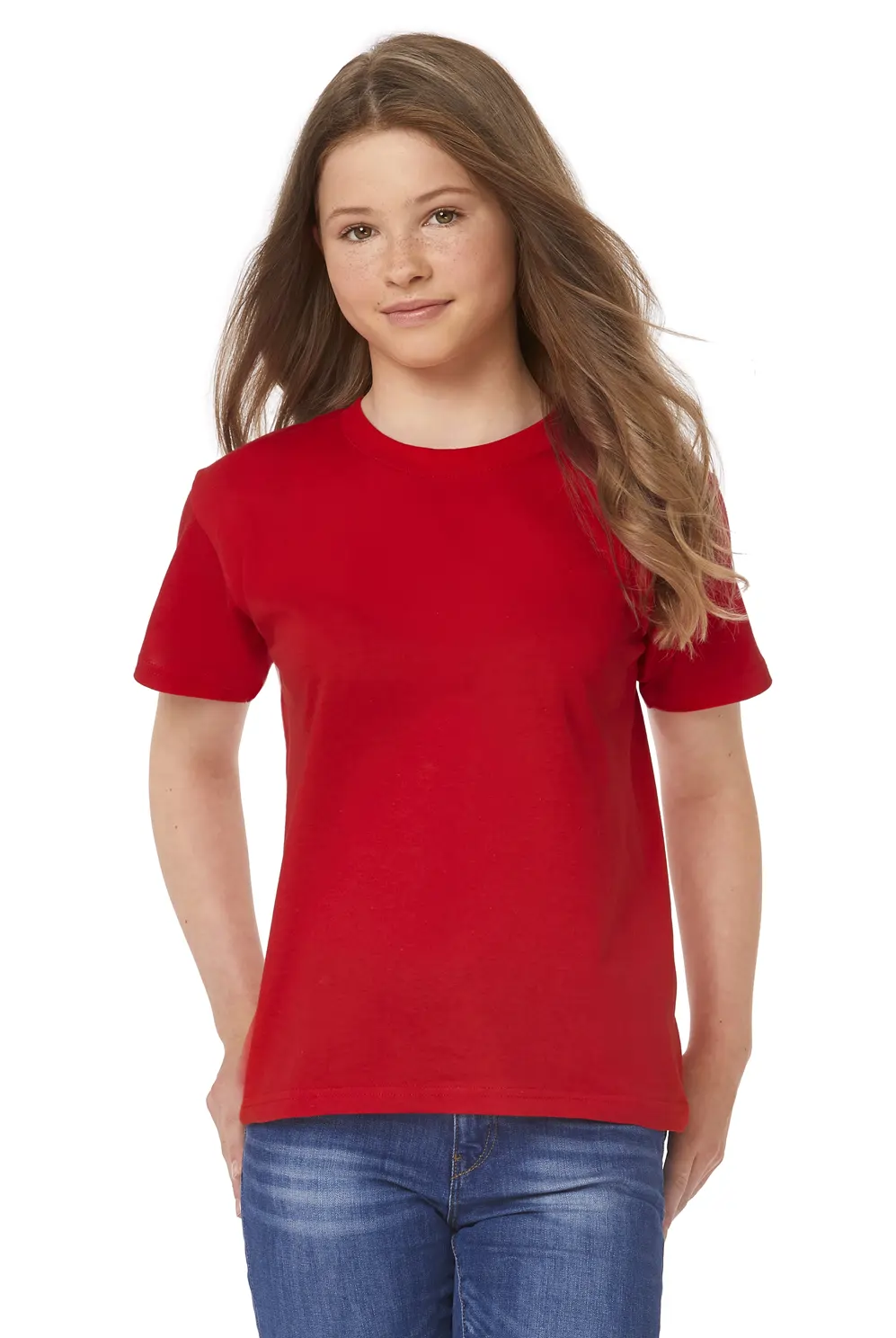 bc-tk300-exact-150-kids-t-shirt-red-model-1 B&C T-Shirt Exact 150 Kids