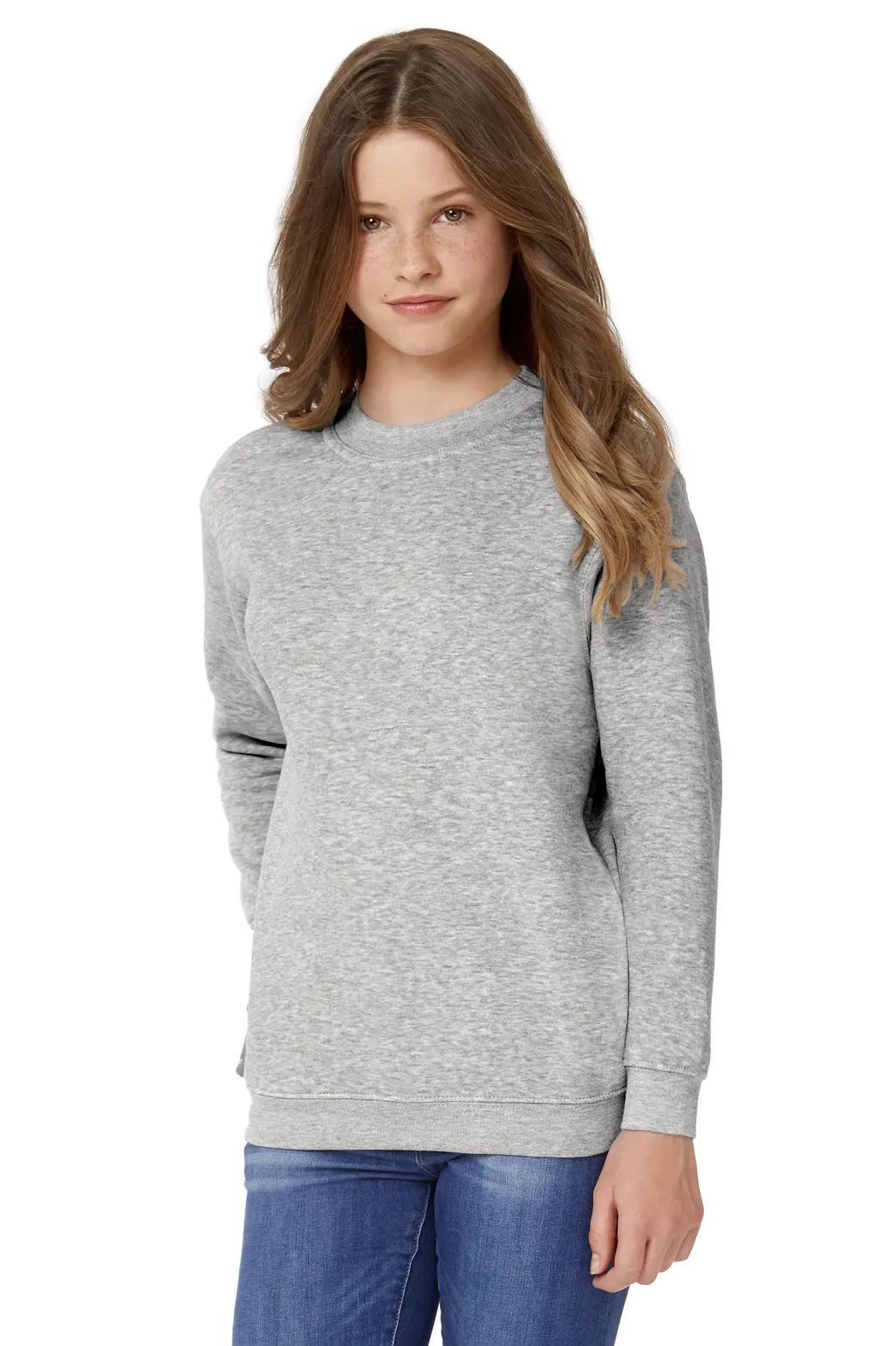 bc-wk680-set-in-sweatshirt-kids-heather-grey-model-1 B&C Set in Sweater Kids