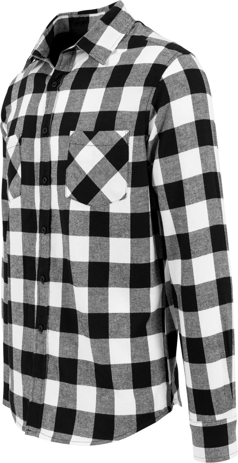 BYB-BY031-checked-flannel-shirt-black-white-left-5 Build Your Brand Checked Flannel Shirt