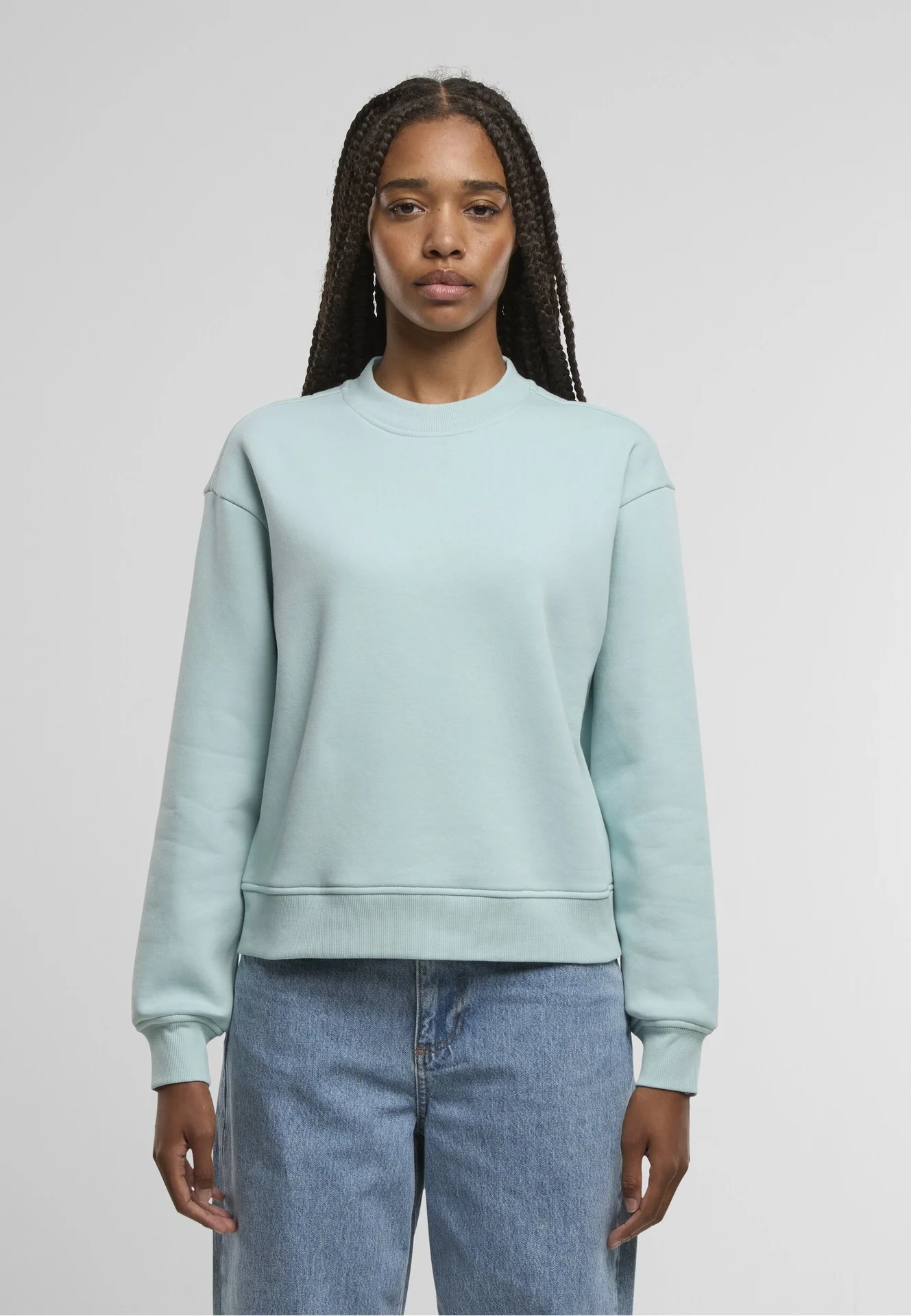 Build Your Brand Ladies Oversized Crewneck Sweatshirt