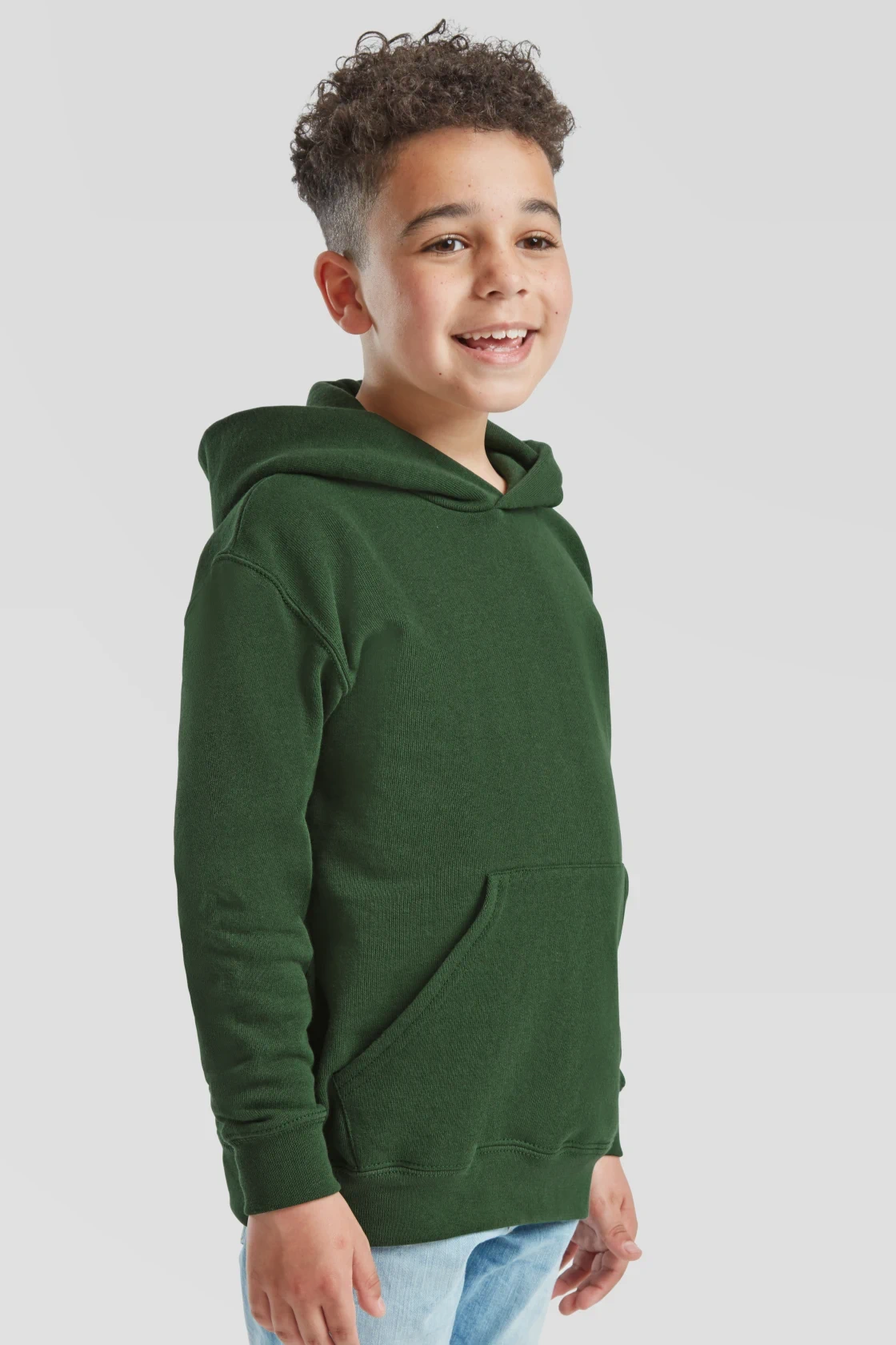 fruit-of-the-loom-62-043-0-kids-classic-hooded-sweatshirt-bottlegreen-model-1 F.O.L. Kids Classic Hooded Sweat
