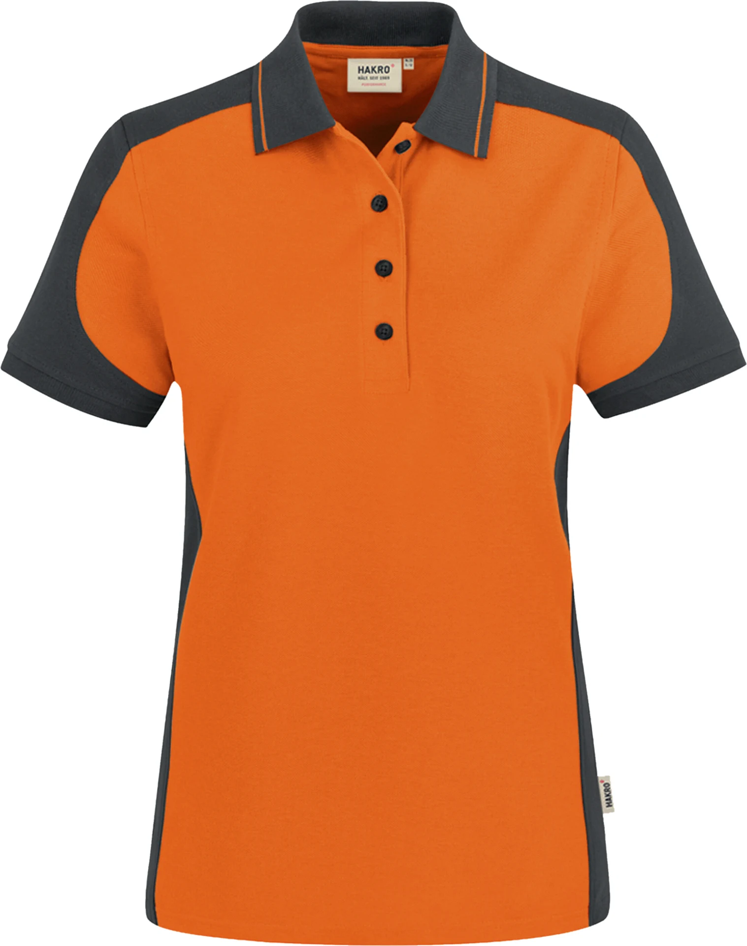 hakro-239-damen-poloshirt-contrast-mikralinar-orange-anthrazit-front-1 HAKRO Women-Poloshirt-Contrast 239 Mikralinar®