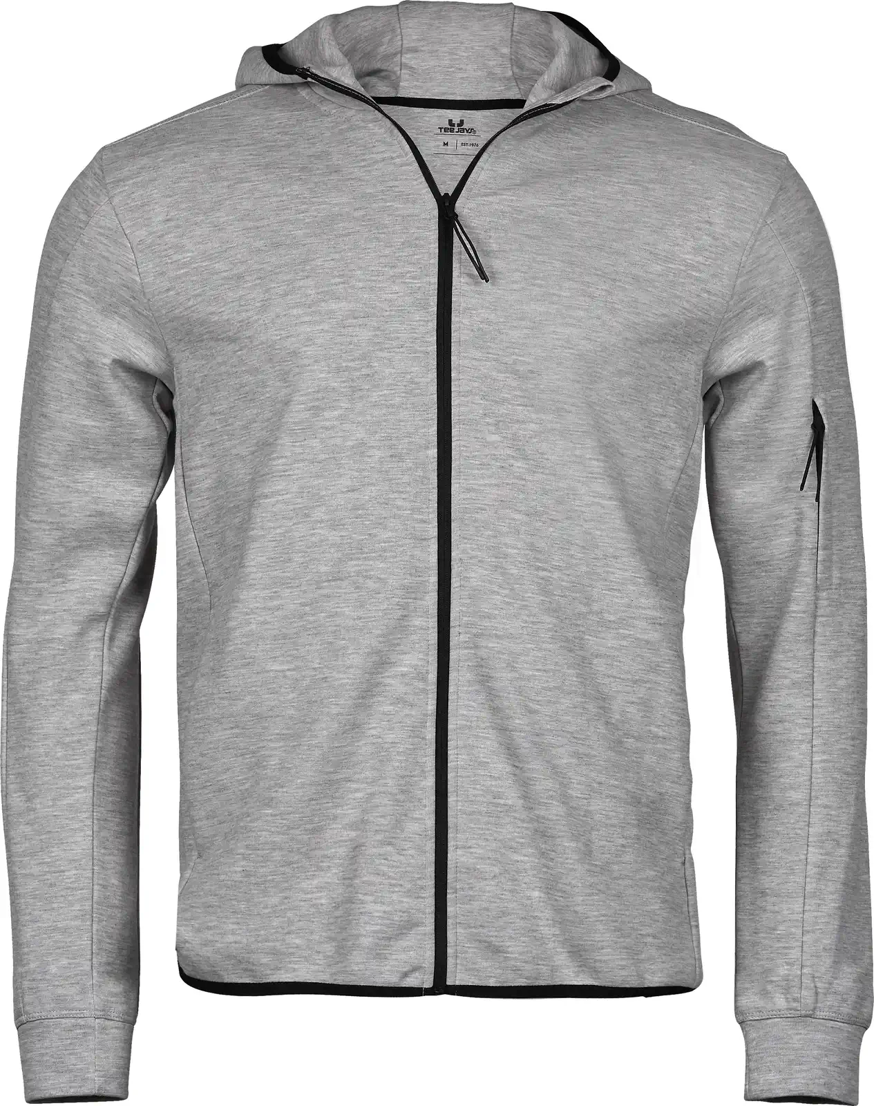 tee-jays-5706-athletic-hooded-full-zip-sweatshirt-heathergrey-front-1 Tee Jays Athletic Hooded Full Zip Sweat
