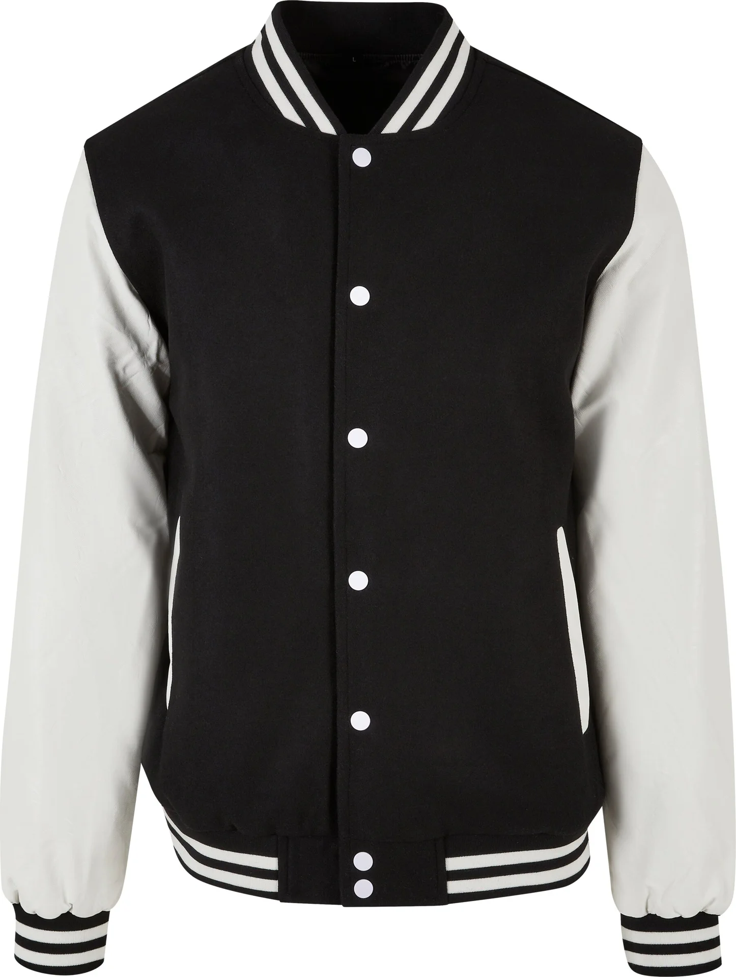 BYB-BY269-oldschool-college-jacket-black-white-front-4 Build Your Brand Oldschool College Jacket