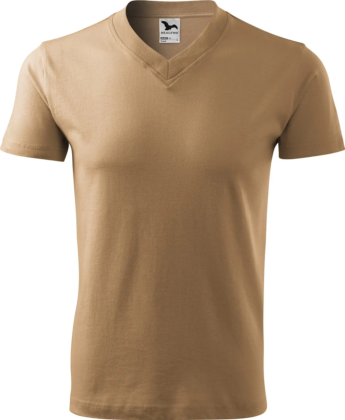 malfini-102-v-neck-t-shirt-unisex-sand-front-2 MALFINI T-Shirt V-Neck 102