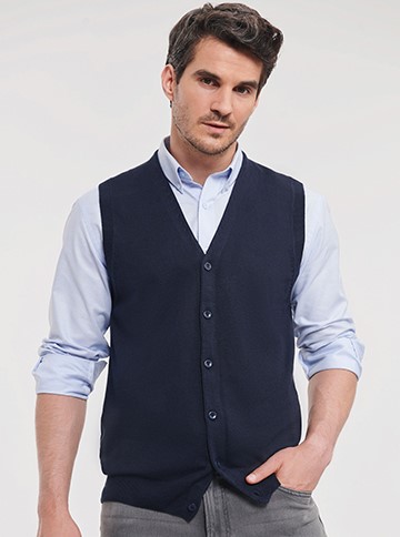 Russell Men's V-Neck Sleeveless Knitted Cardigan