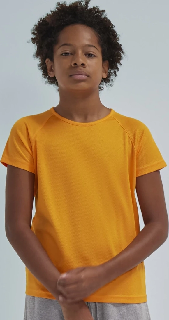 bc-tk004-active-kids-t-shirt-meta-orange-model-1 B&C Kids Active T