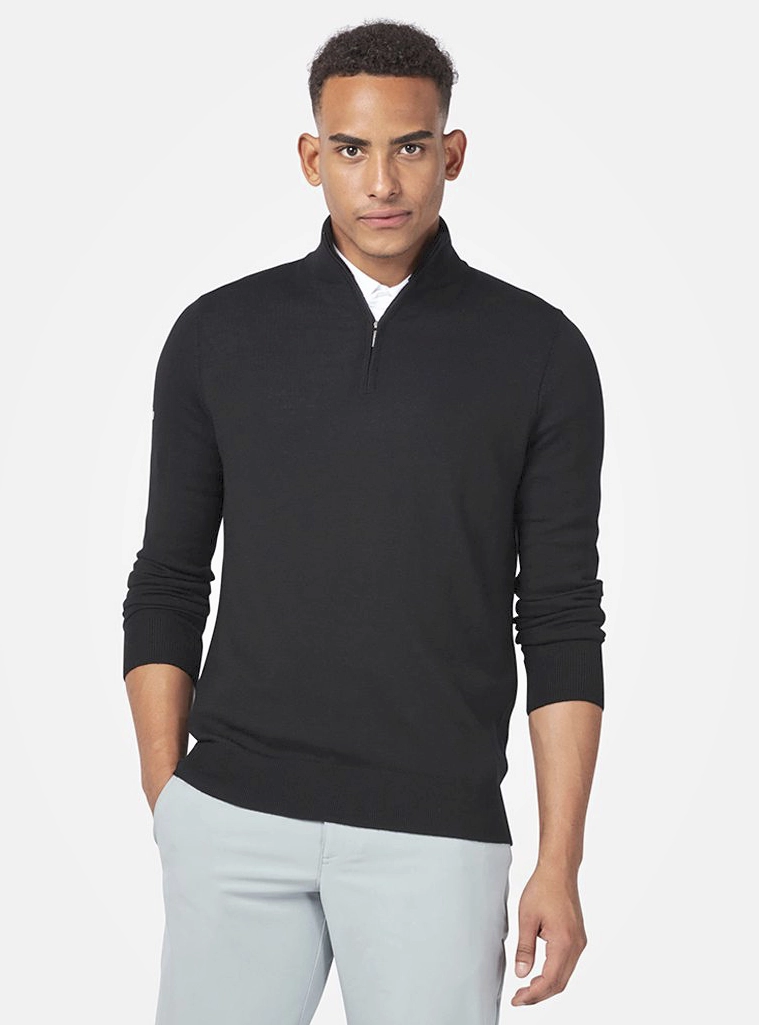 callaway-cw351-mens-1-4-zipped-merino-sweater-blackonyx-model-1 Callaway Men´s 1/4 Zipped Merino Sweater
