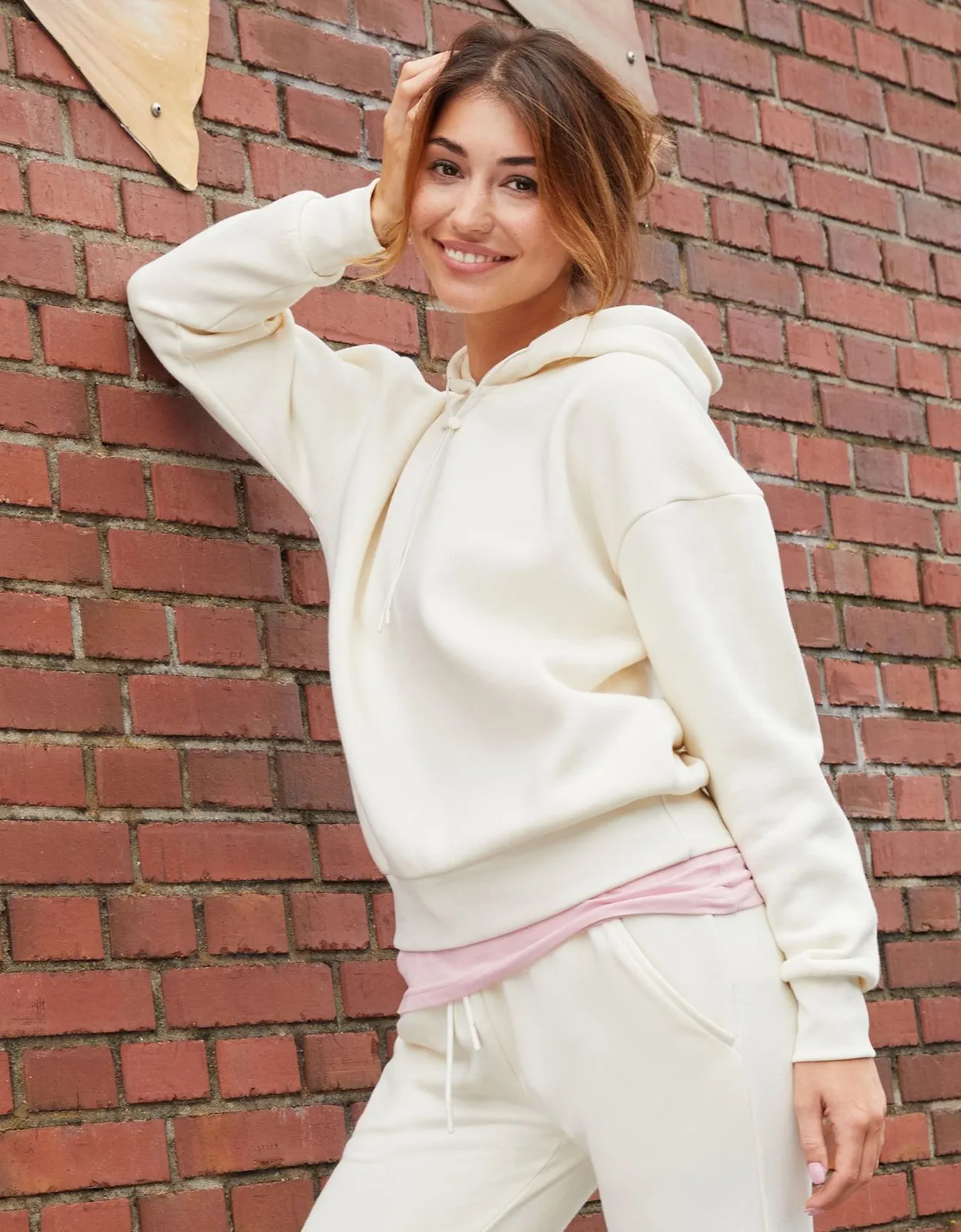 JN8033-ladies-lounge-hoody-vanilla-model-1 James & Nicholson Ladies Lounge Hoody