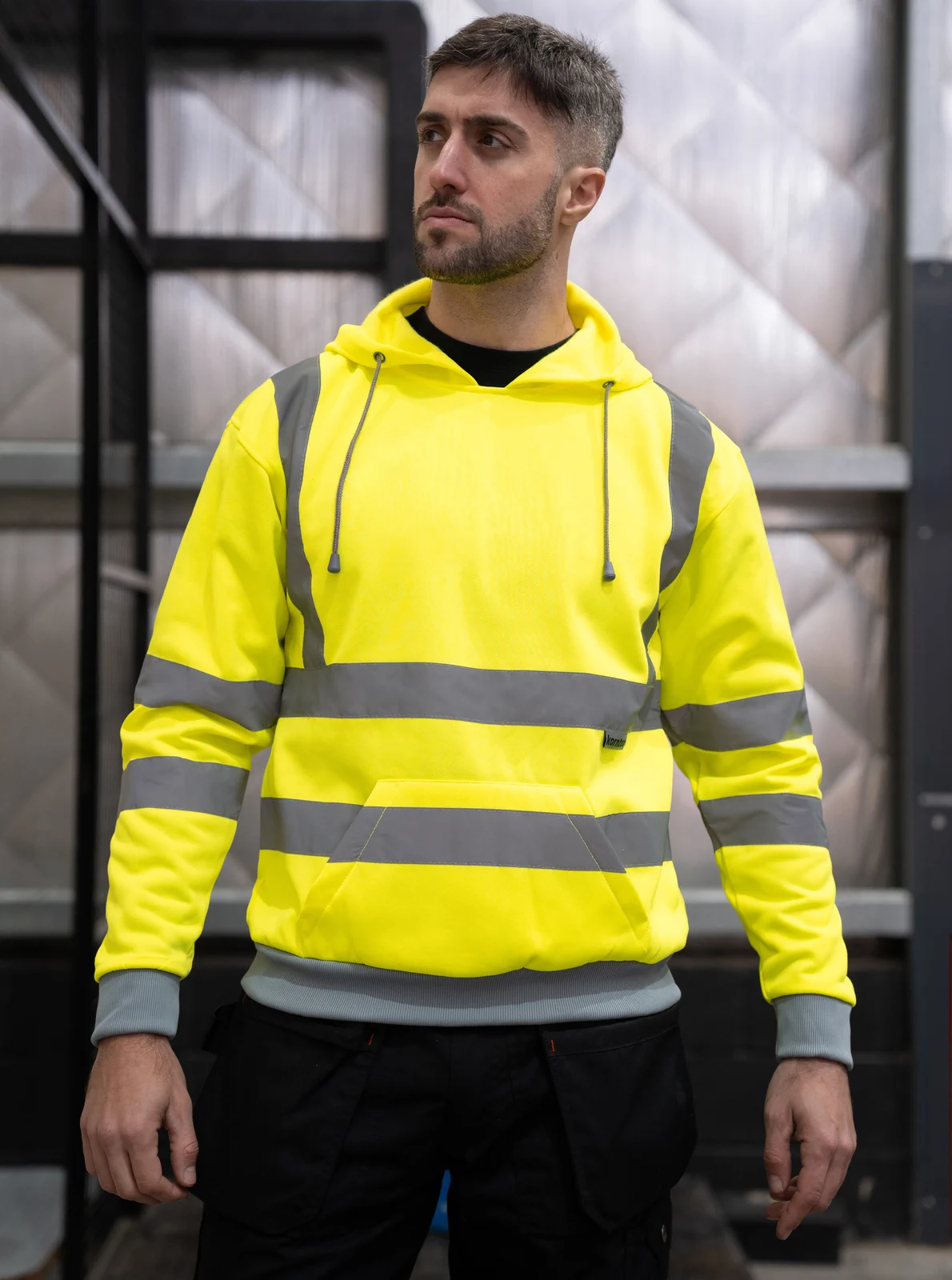 korntex-kxho-hi-vis-workwear-hoody-cork-signalyellow-model-0 Korntex Hi-Vis Workwear Hoody Cork