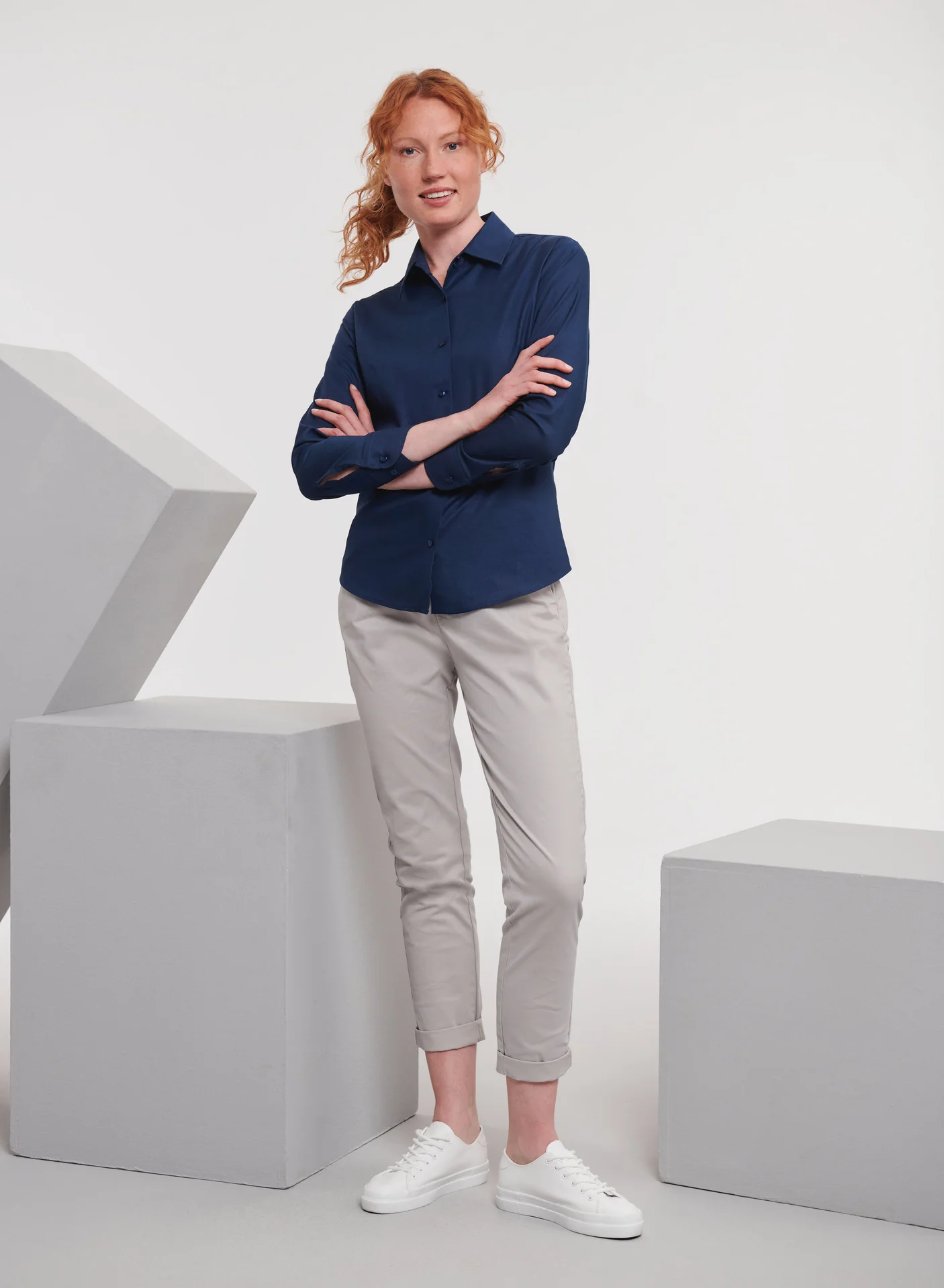 Russell Ladies Long Sleeve Easy Care Oxford Shirt