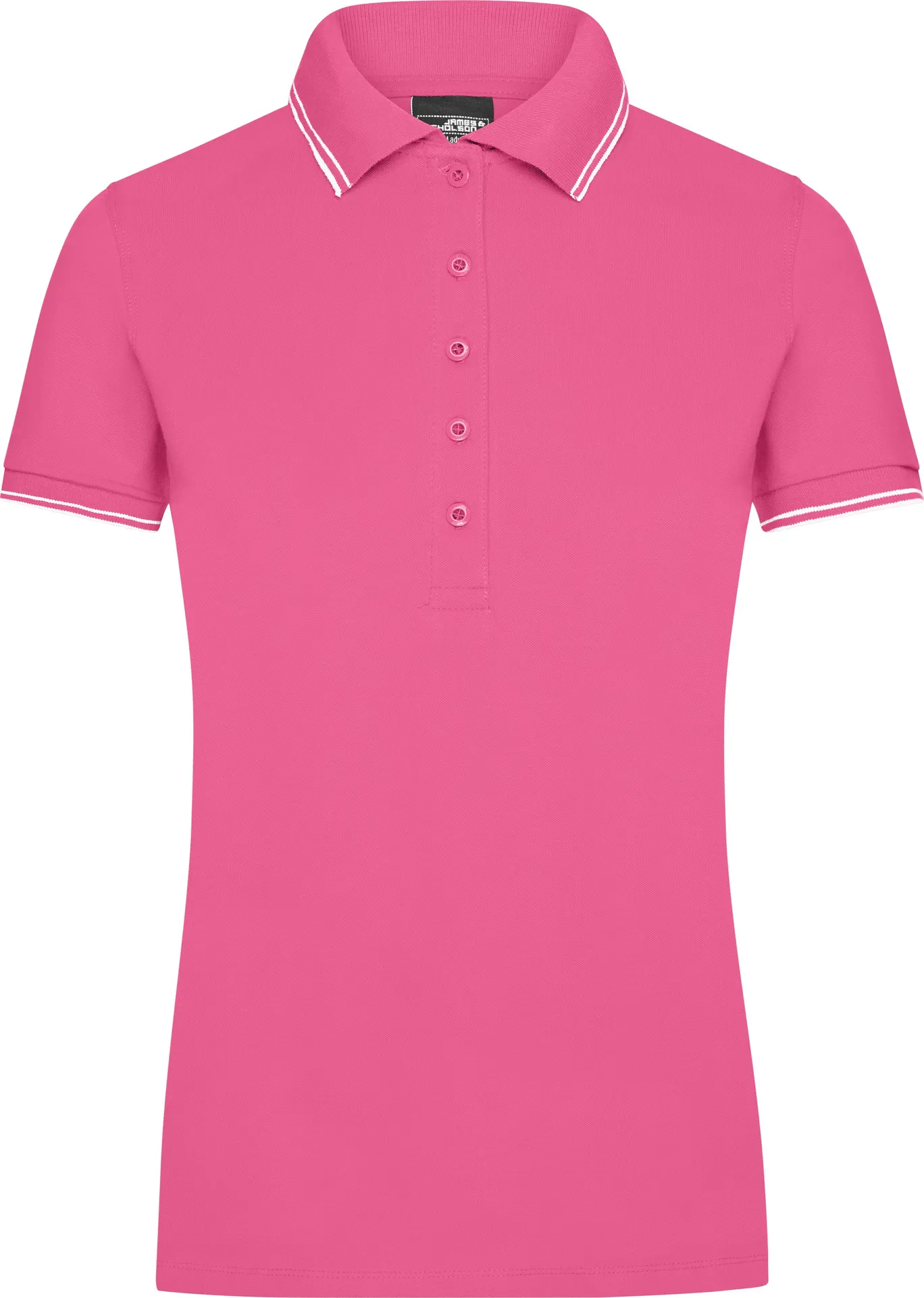 jn985-ladies-poloshirt-pink-white-front-3 James & Nicholson Ladies Piqué Polo