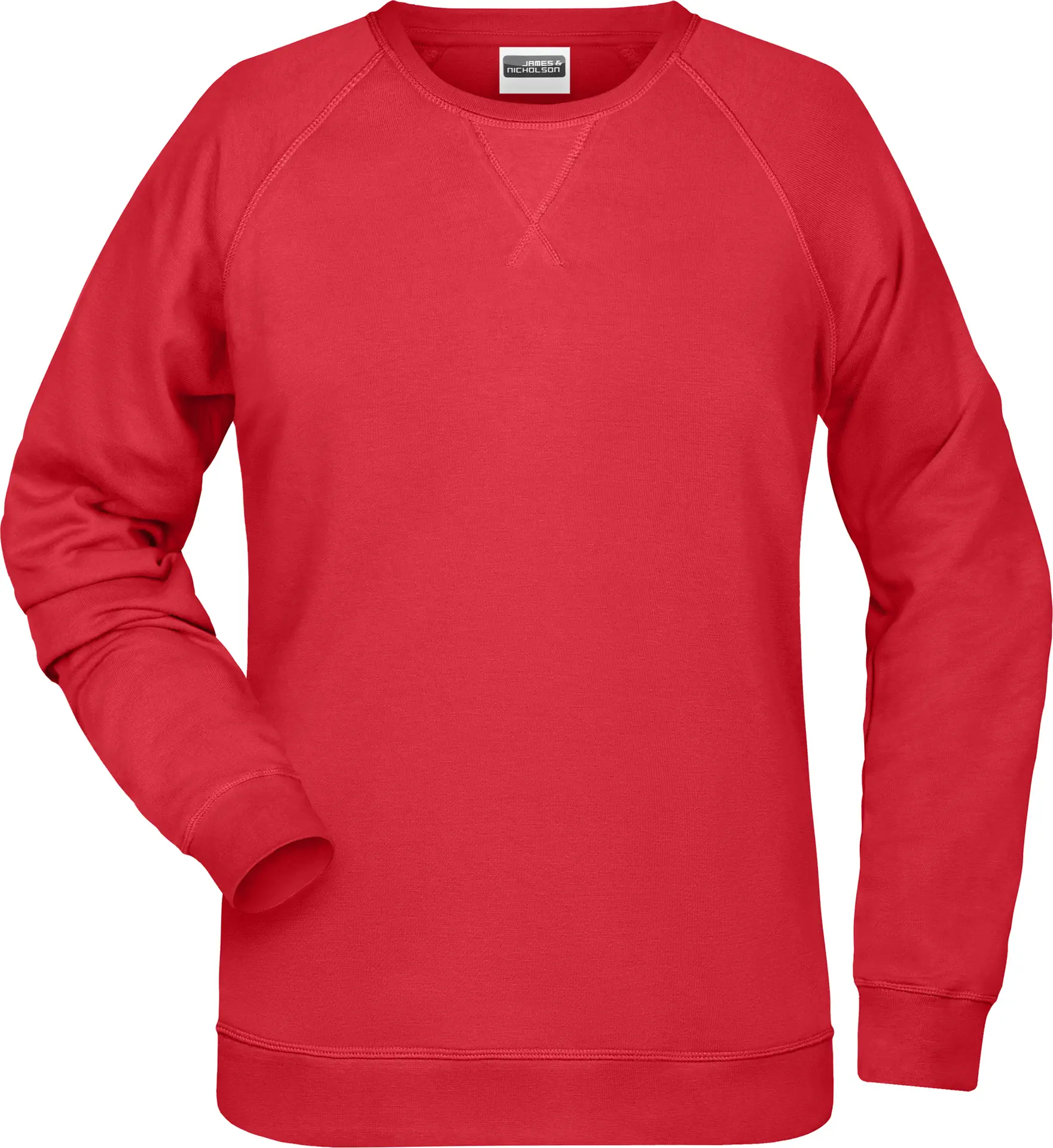 JN8021-ladies-sweatshirt-red-front-3 James & Nicholson Ladies Sweat